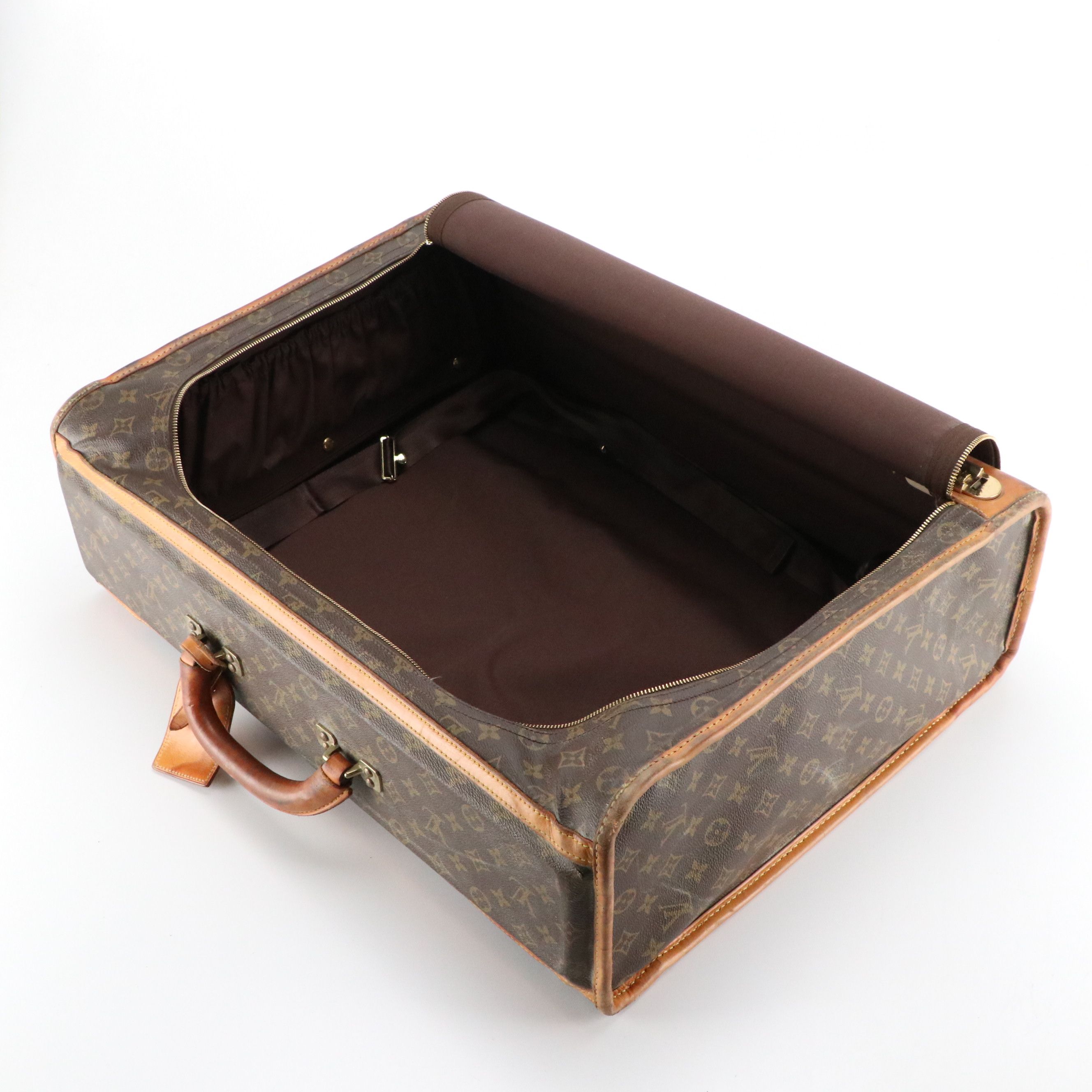 Louis Vuitton 24" and 26" Soft Monogram Suitcases and French Company Garment Bag