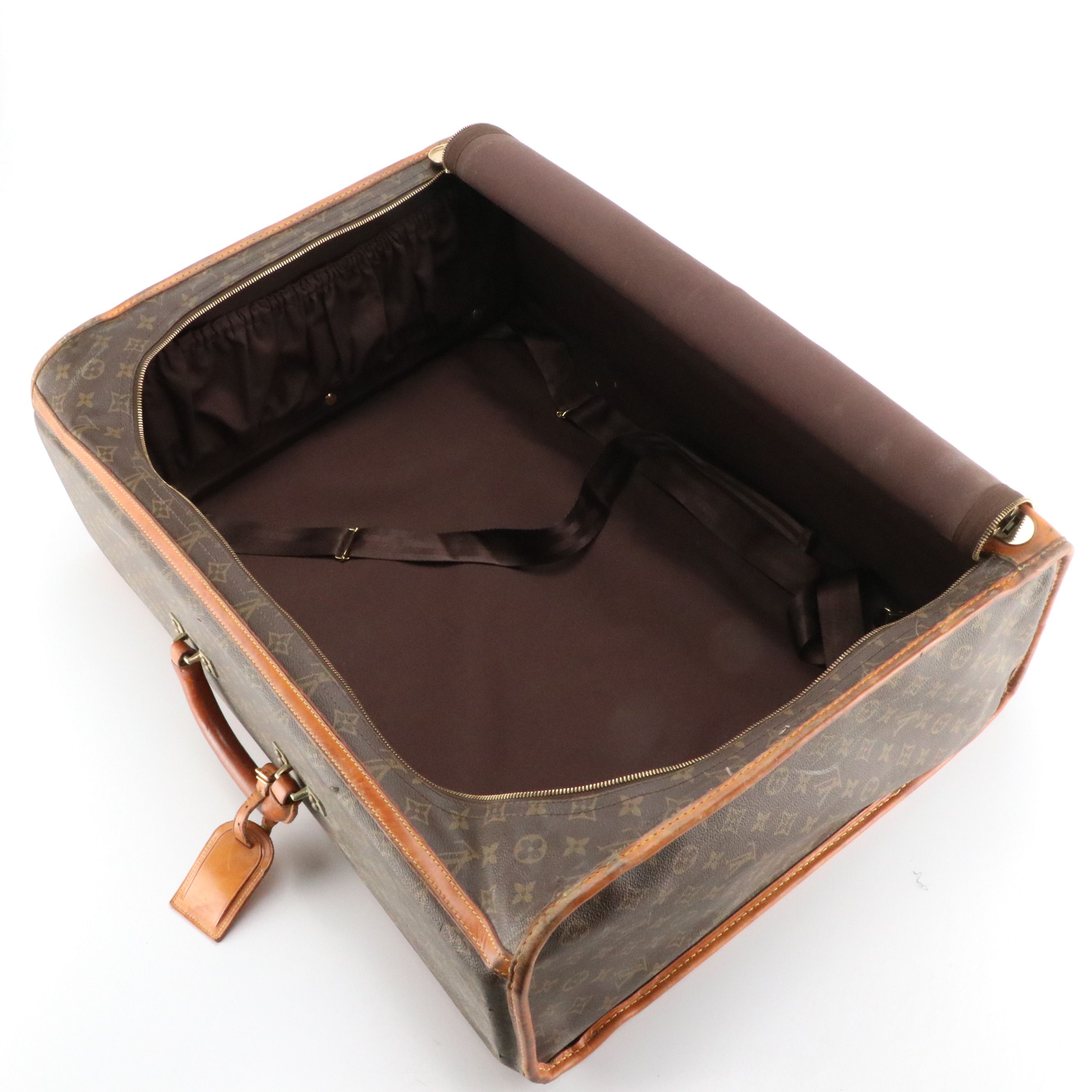 Louis Vuitton 24" and 26" Soft Monogram Suitcases and French Company Garment Bag