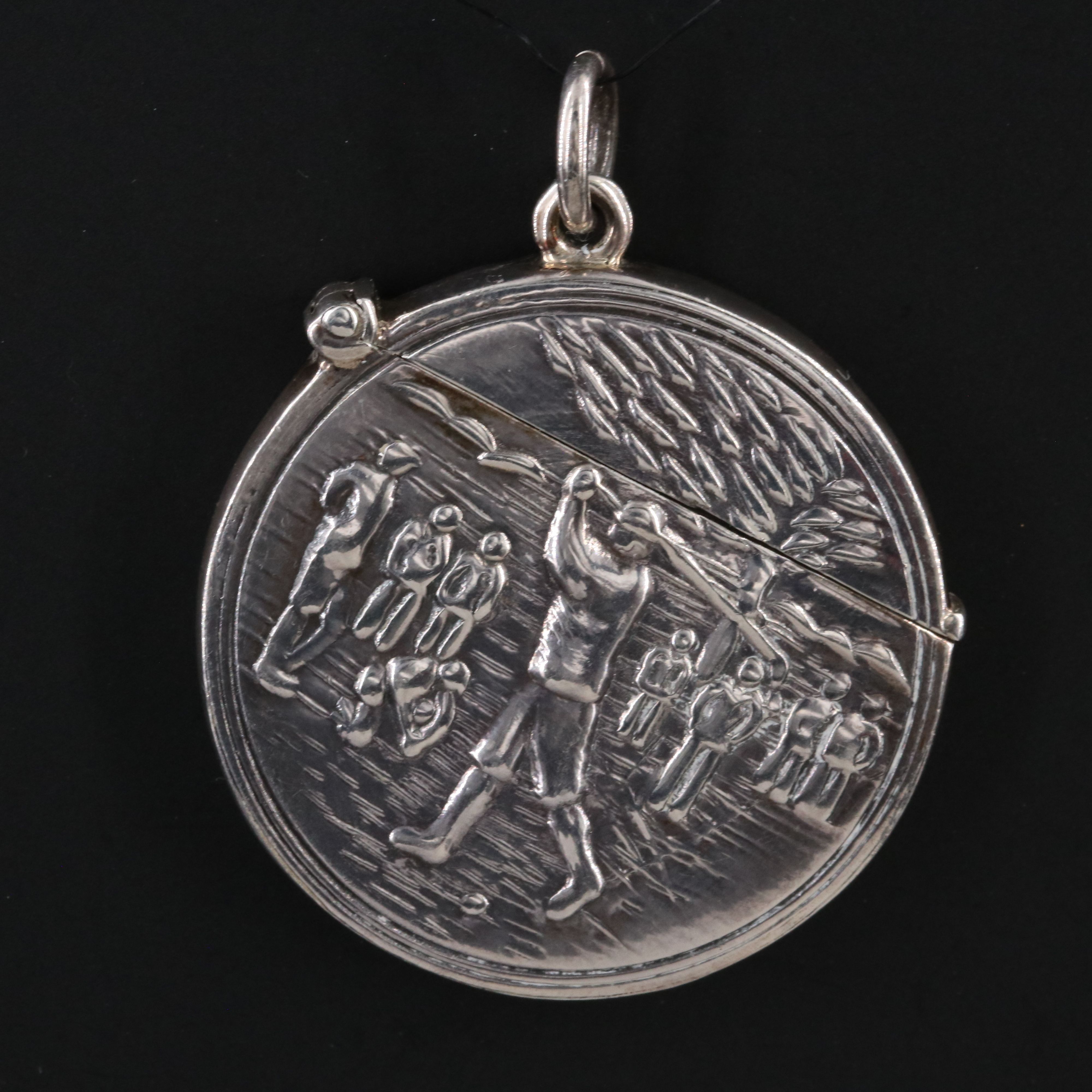 Vintage Sterling Golf Themed Match Case Pendant