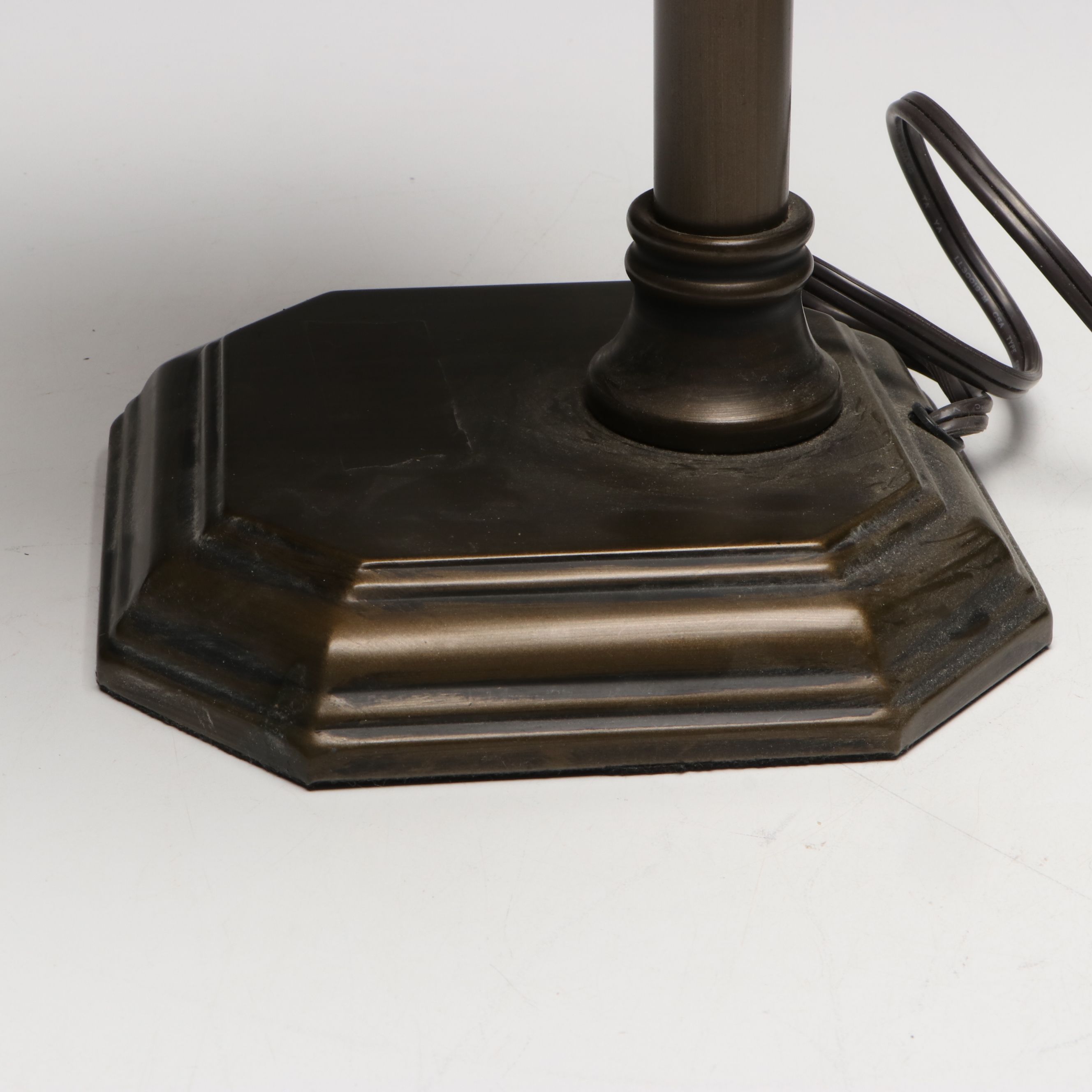 Bronze and Slag Glass Desk Lamp with Rococo Style United Electric Mantel Clock