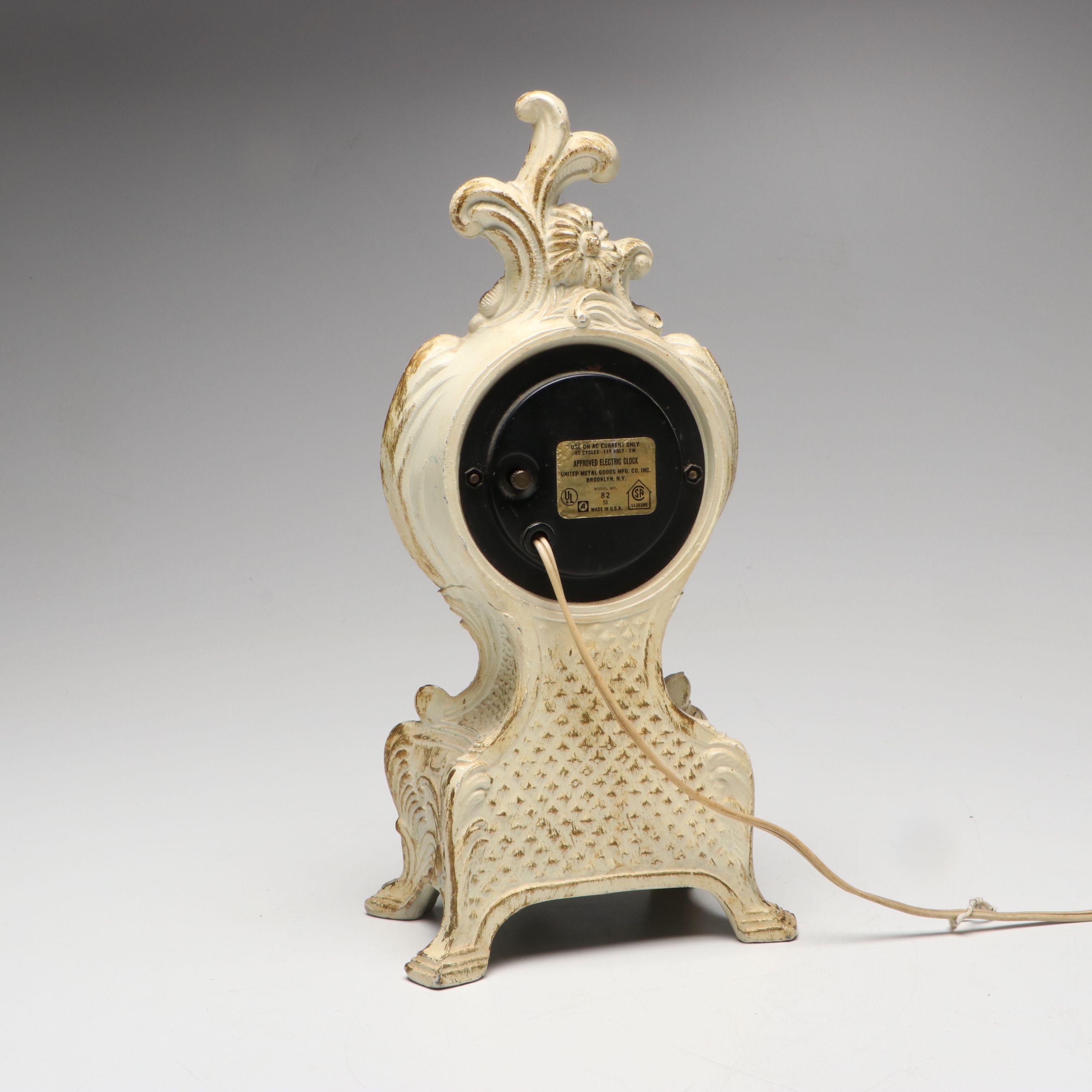 Bronze and Slag Glass Desk Lamp with Rococo Style United Electric Mantel Clock