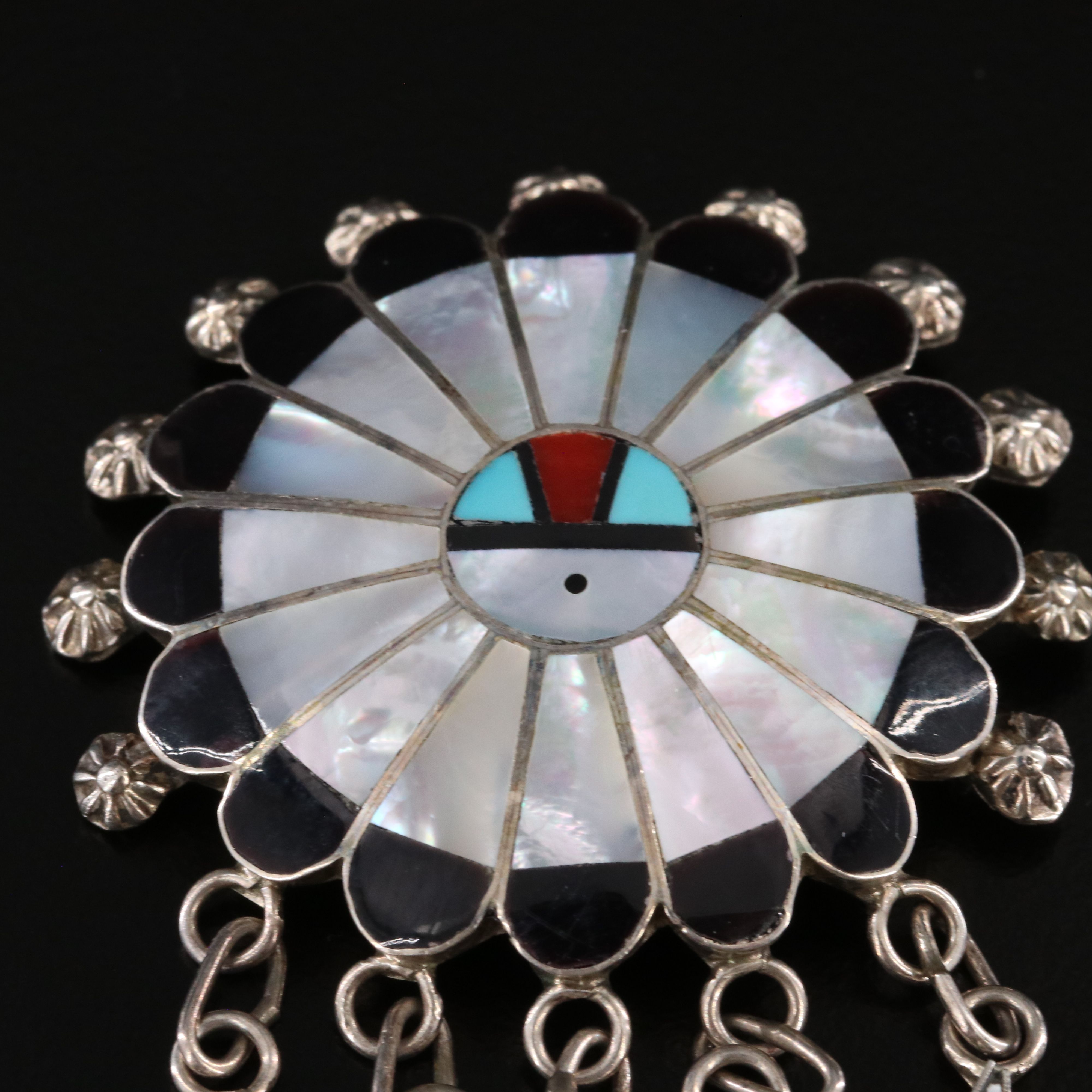 Abel Soseeah Zuni Sterling Sunface Converter Brooch