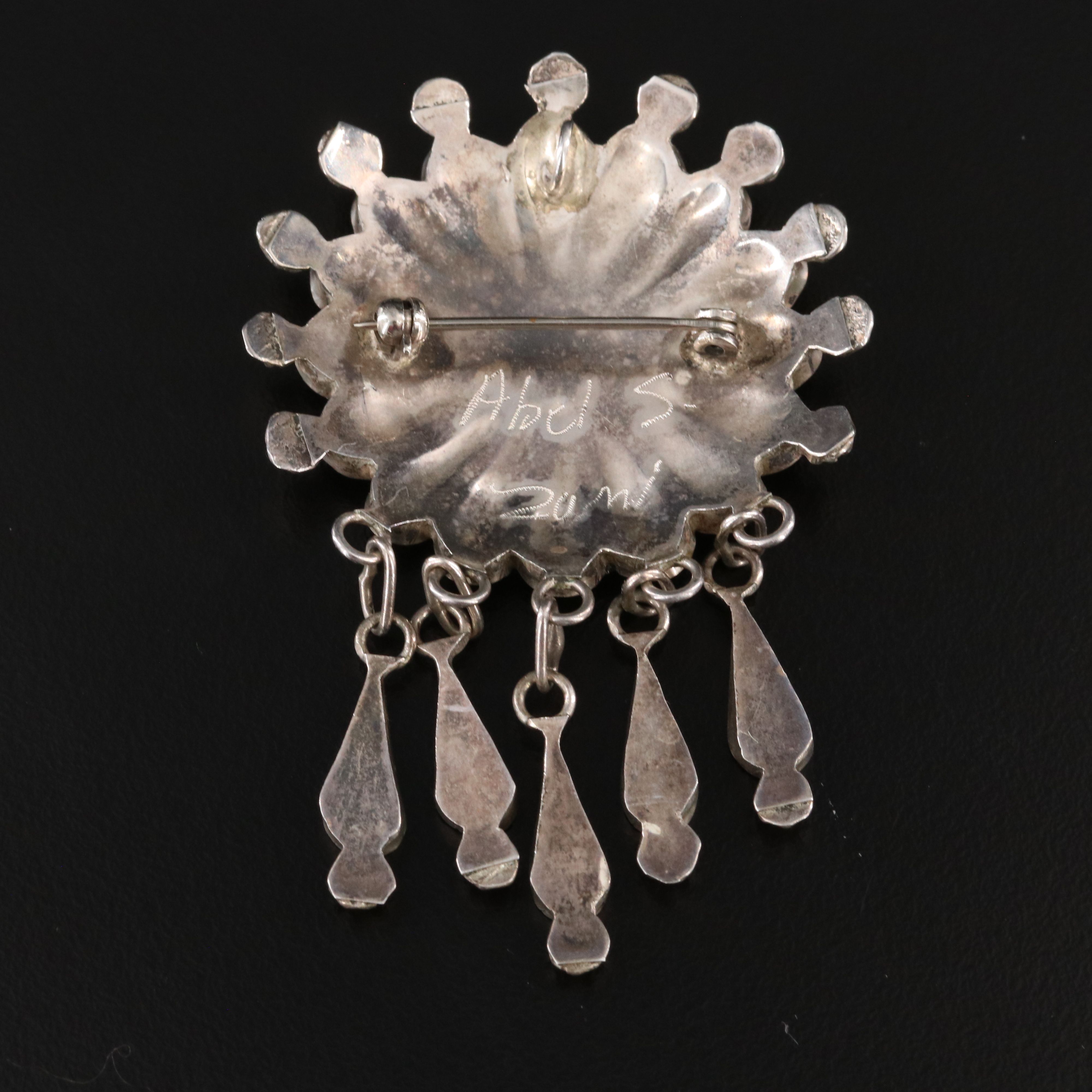 Abel Soseeah Zuni Sterling Sunface Converter Brooch