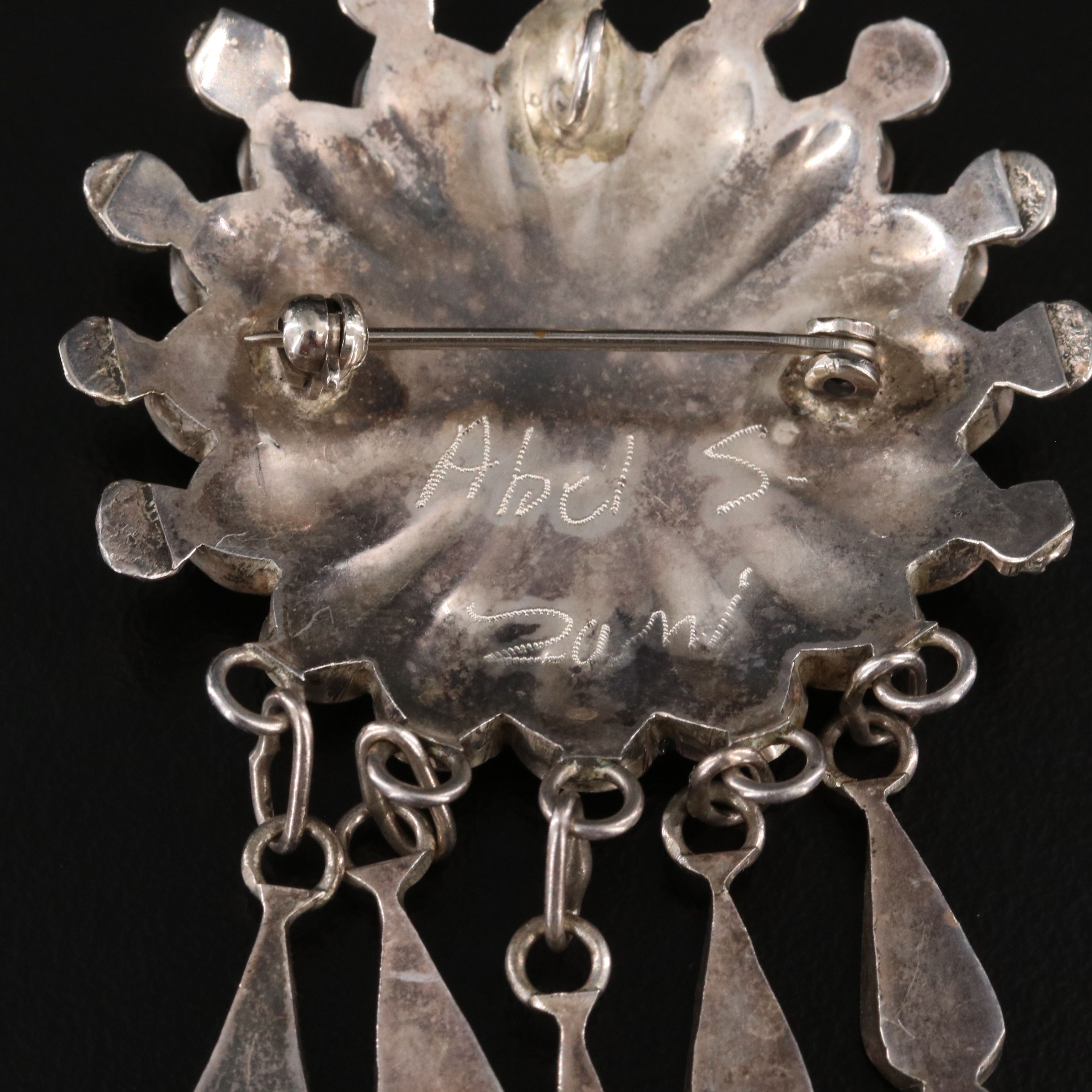 Abel Soseeah Zuni Sterling Sunface Converter Brooch