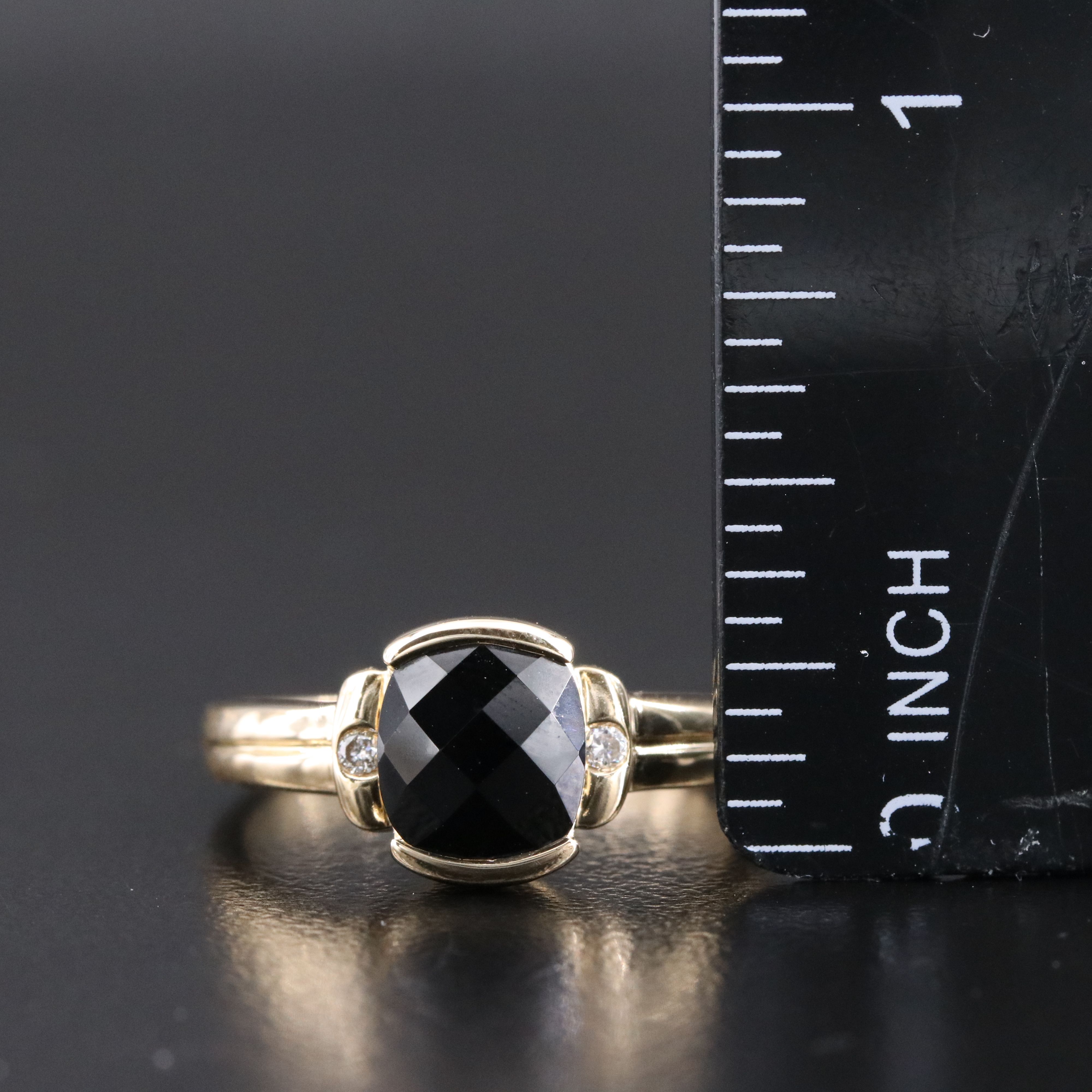 14K Black Onyx and Diamond Ring