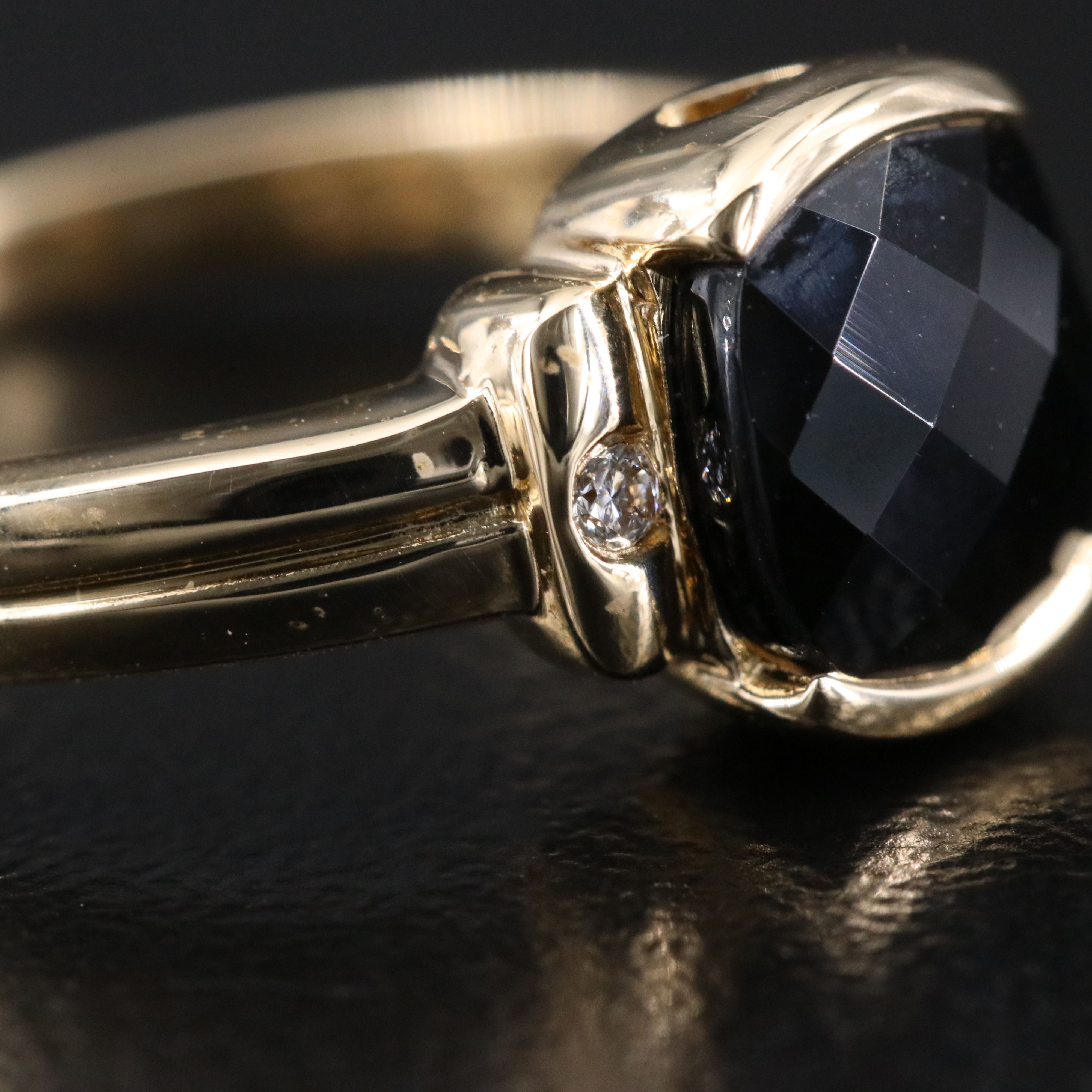 14K Black Onyx and Diamond Ring