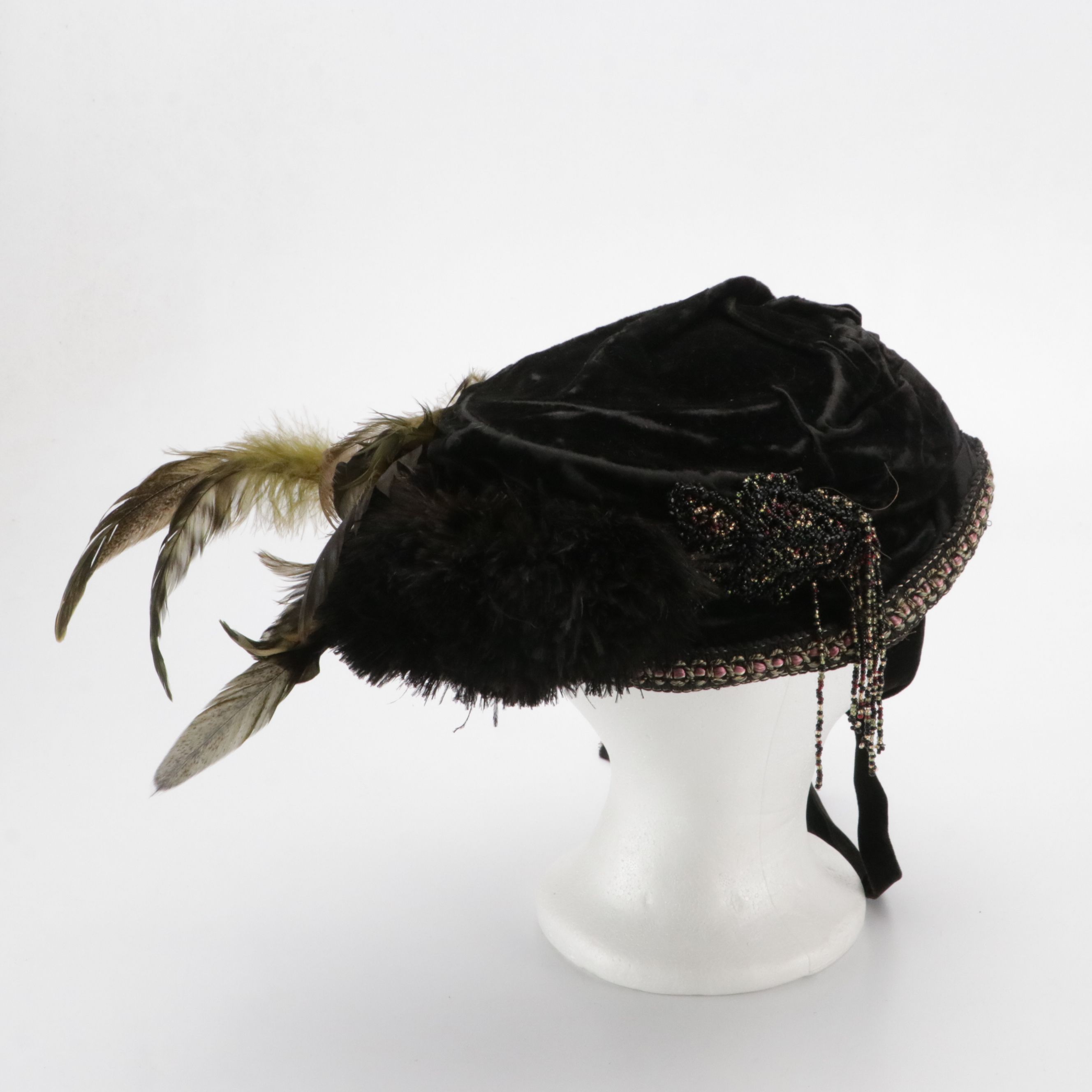 Vintage Wessel Millinery Mourning Hat, Other Folding Fans, Scarf, Comb and More