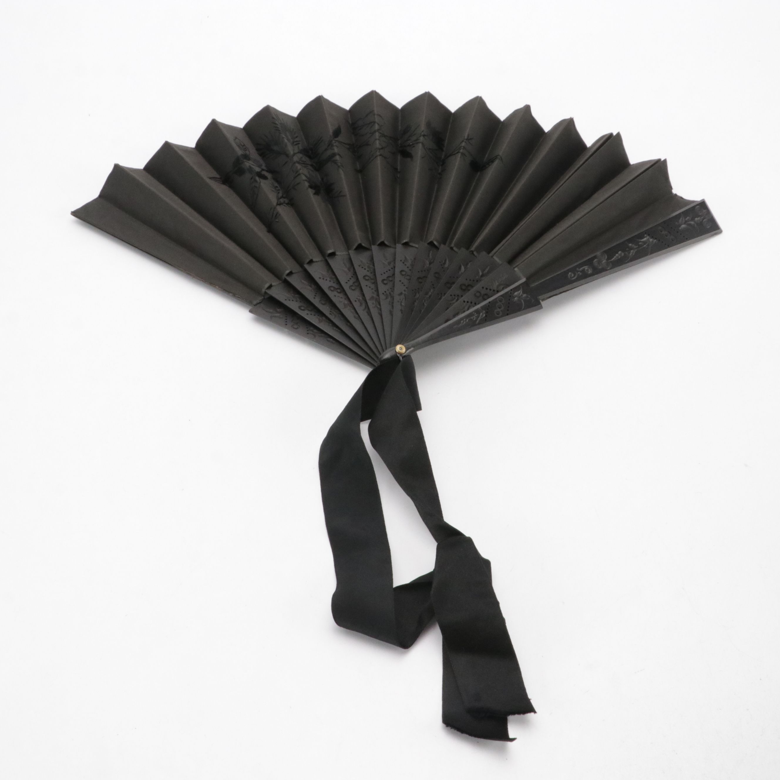 Vintage Wessel Millinery Mourning Hat, Other Folding Fans, Scarf, Comb and More