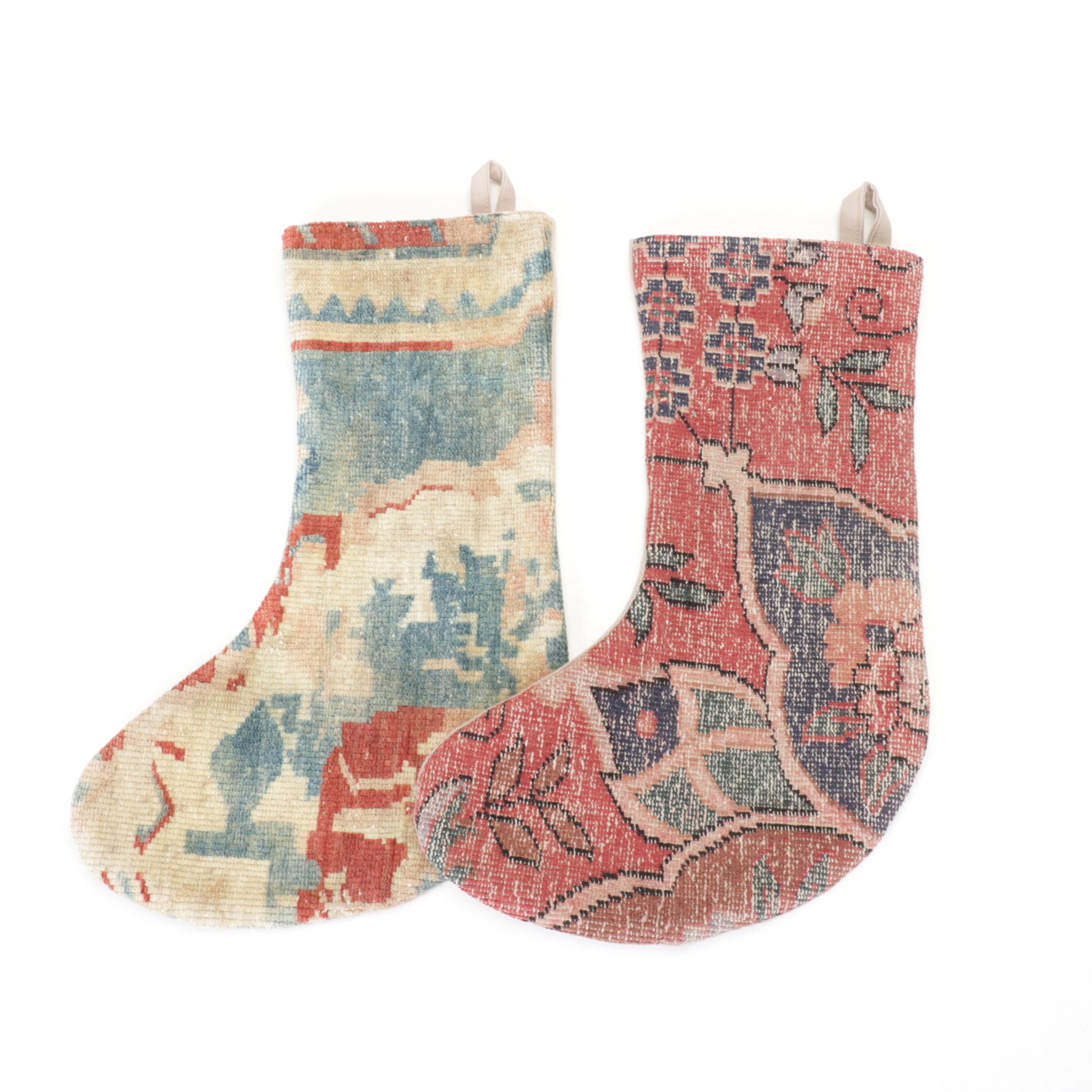 Hand-Pieced Kilim Rug Remnant Christmas Stockings