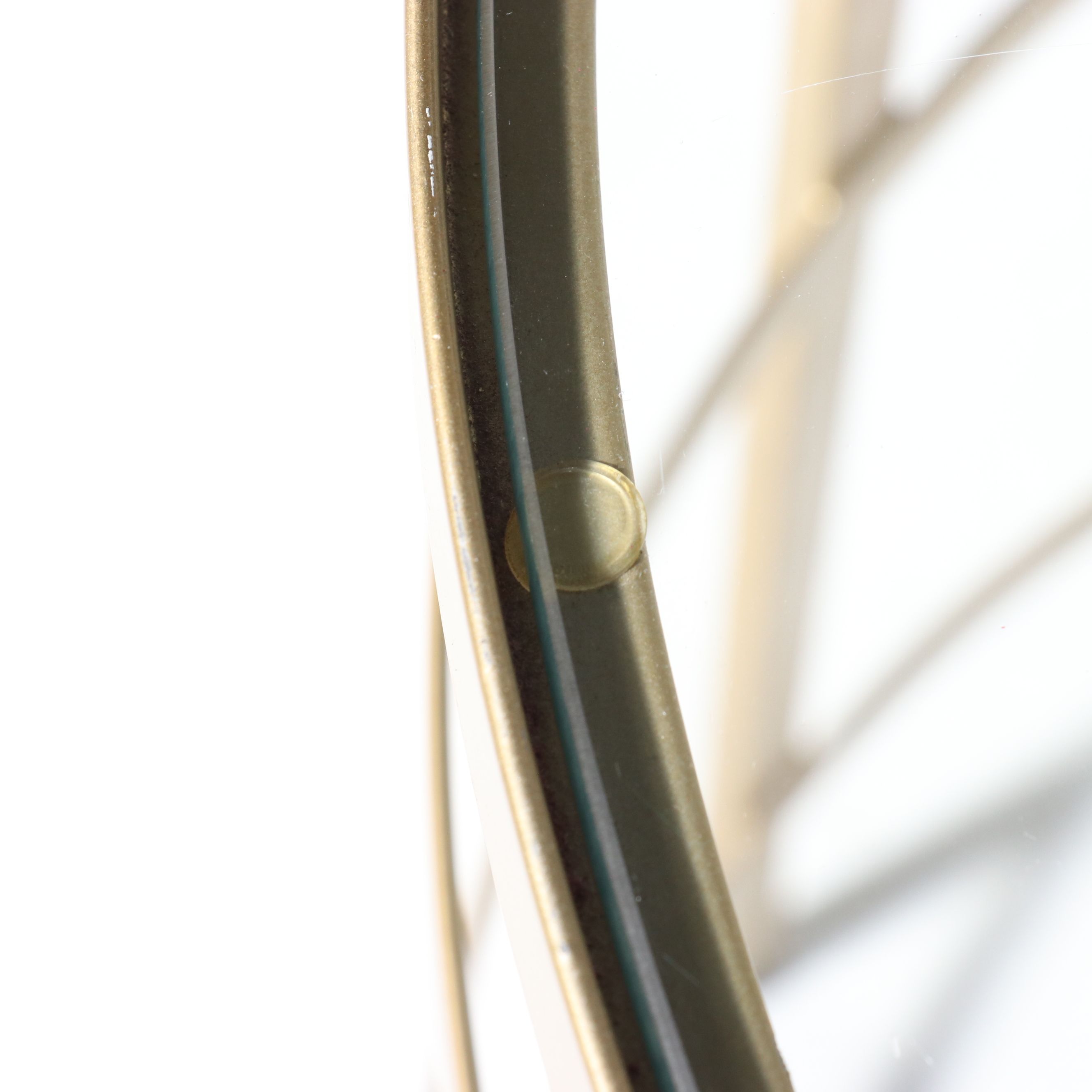 Contemporary Modern Gilt Side Table with Inset Glass Top