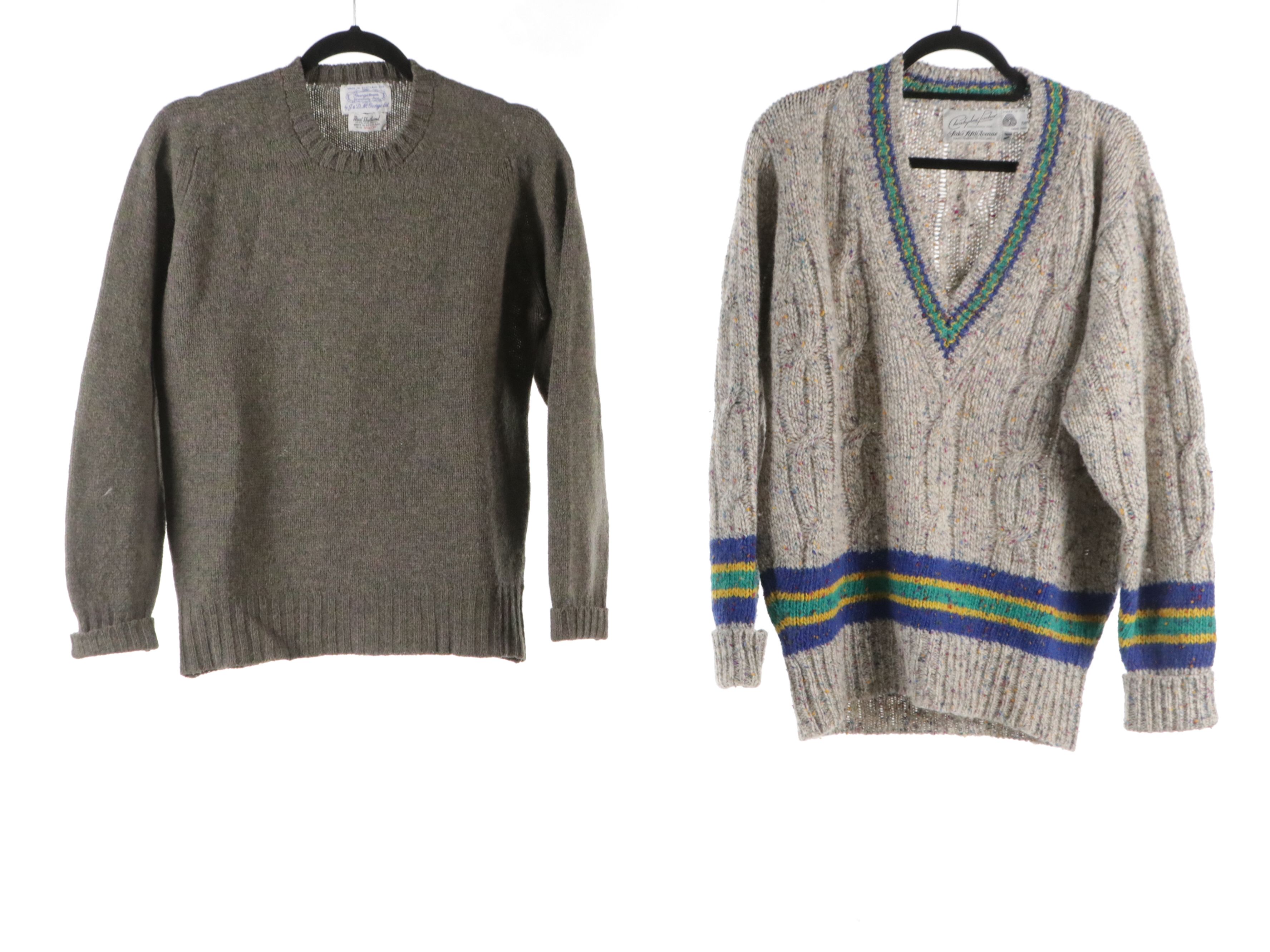 Scottish Shetland Wool Sweaters and Saks Fifth Avenue Wool Sweaters