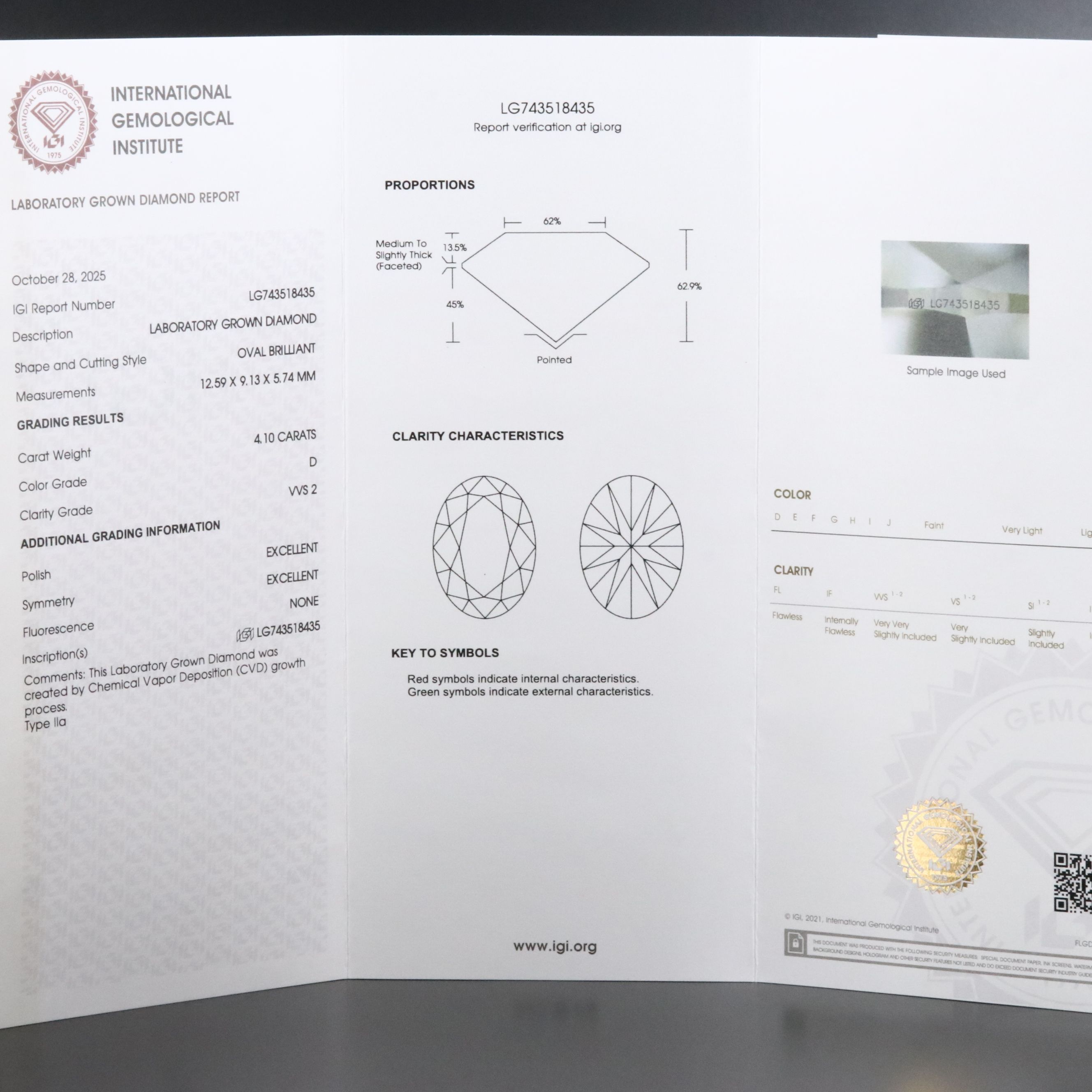 18K 4.93 CTW Lab Grown Diamond Ring with IGI Report