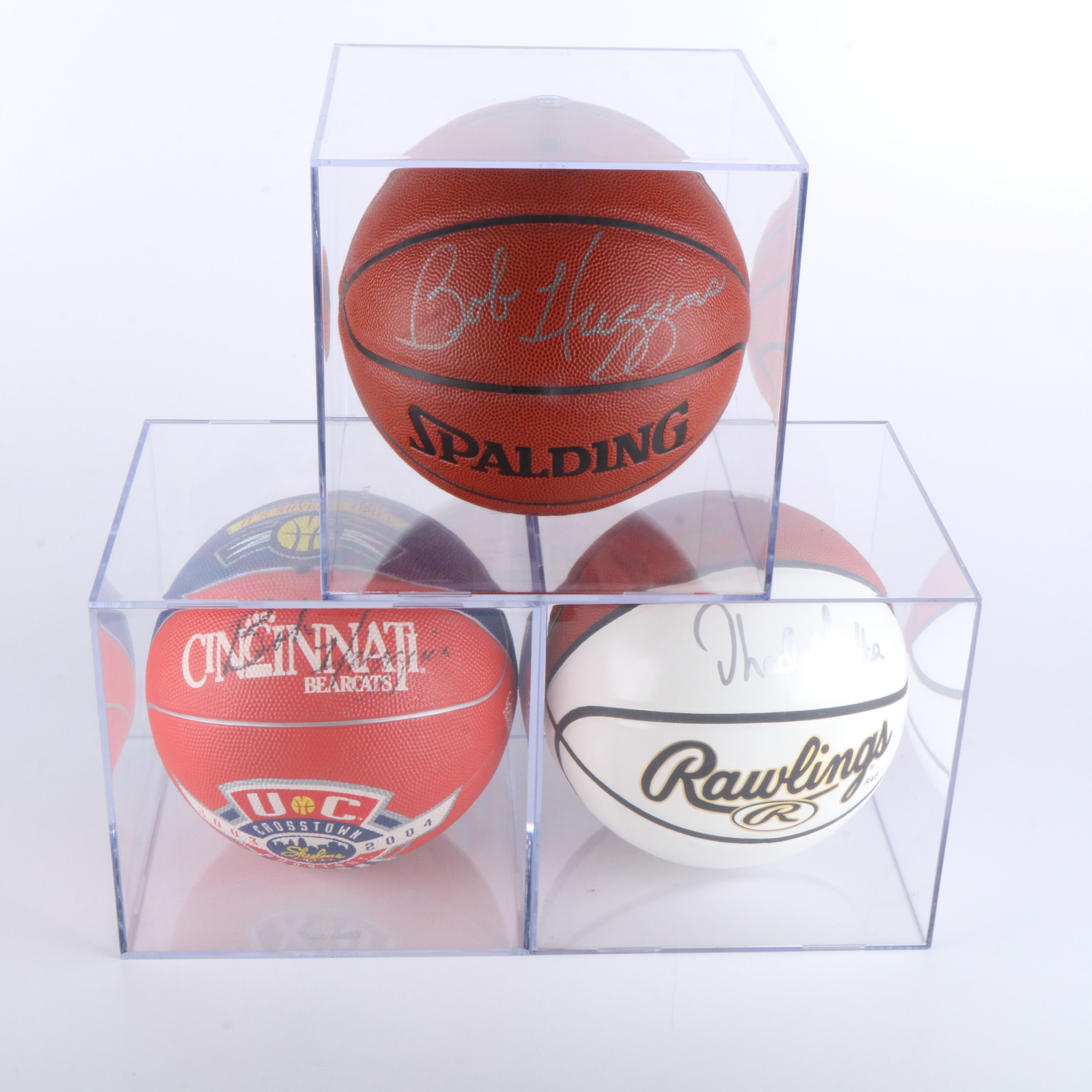 Three Bob Huggins and Thad Matta Signed Basketballs UC and XU Crosstown Shootout