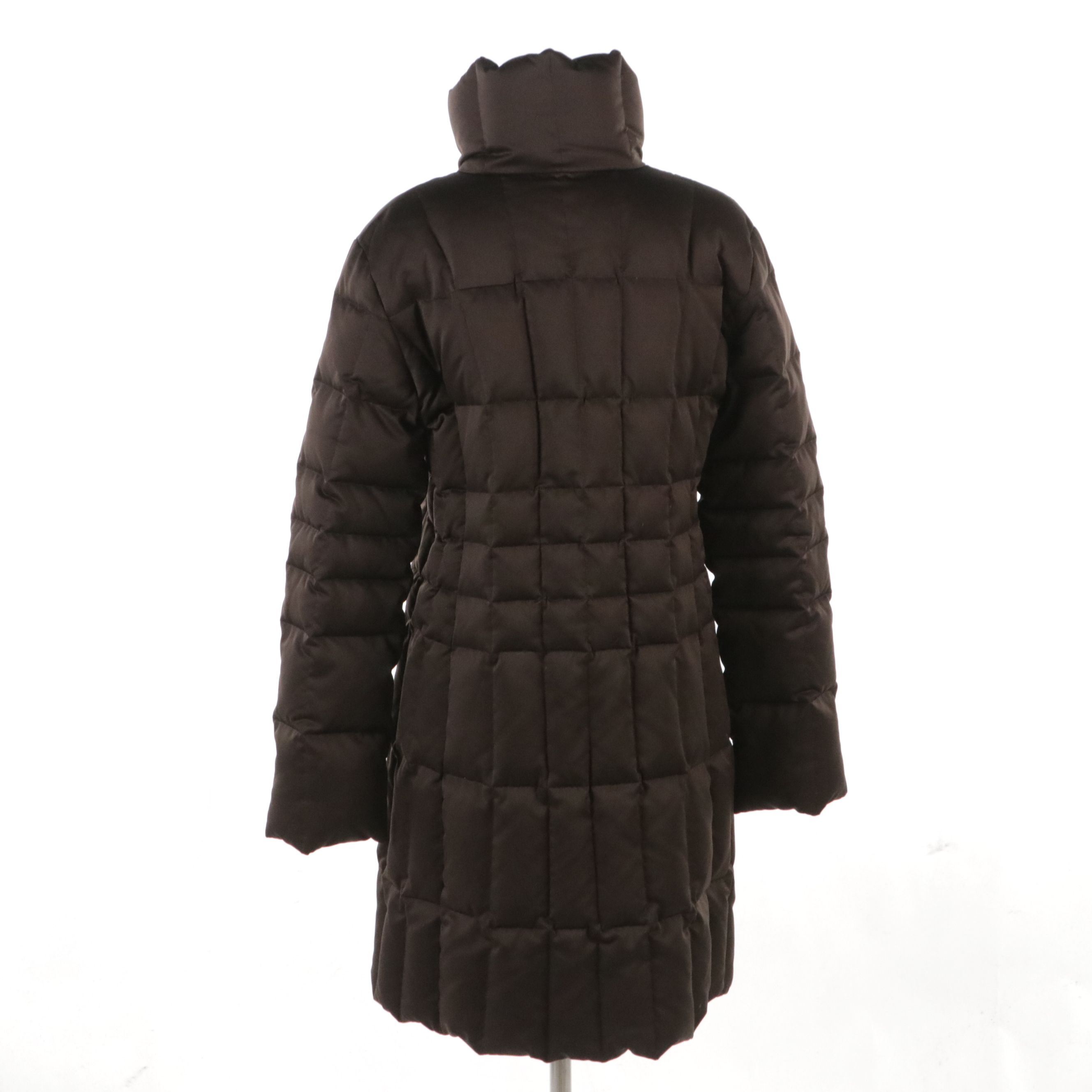 Searle Brown Quilted Down Zipper and Snap-Front Coat