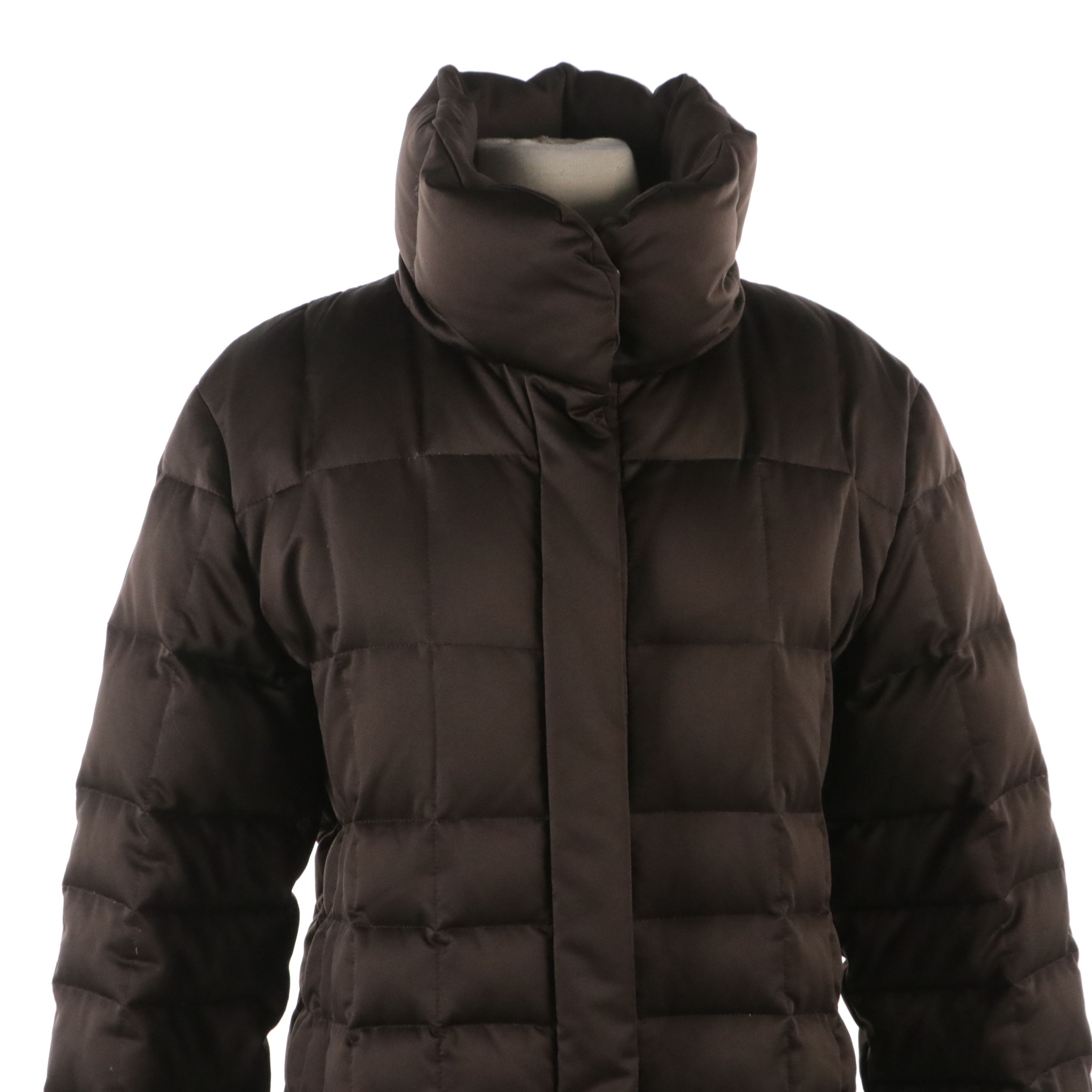 Searle Brown Quilted Down Zipper and Snap-Front Coat