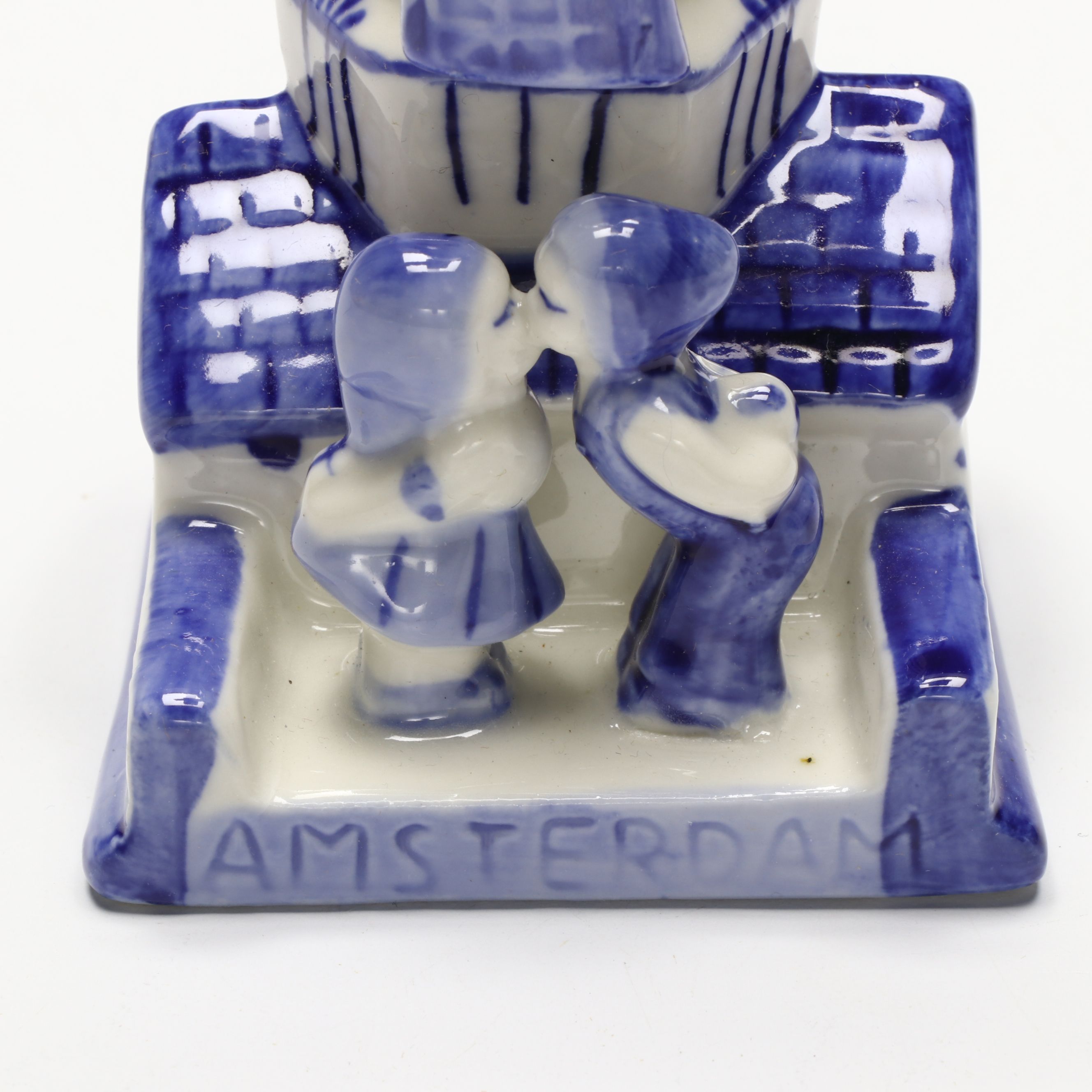 Dutch Hand-Painted Delft Blue Ceramic Windmill Figurine