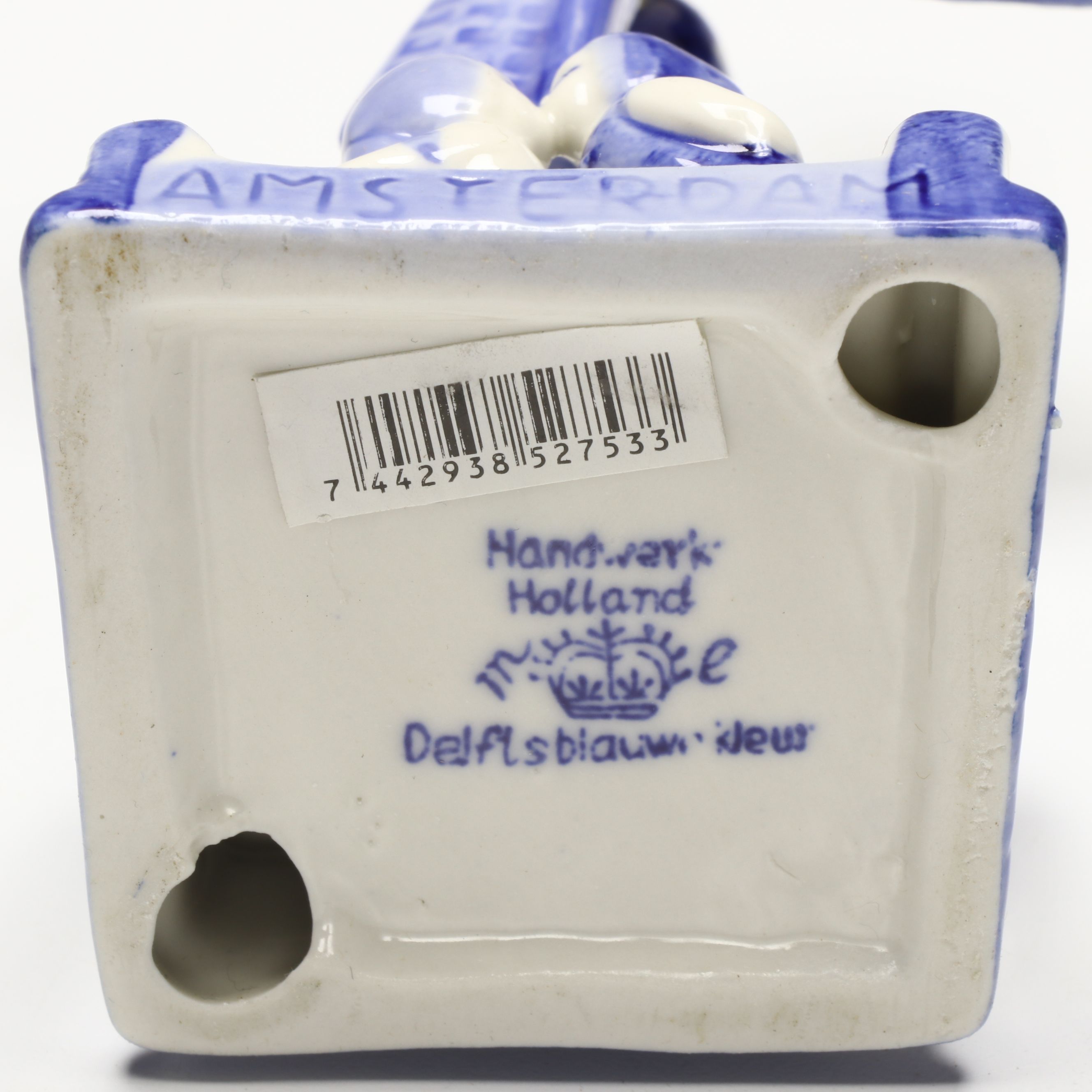 Dutch Hand-Painted Delft Blue Ceramic Windmill Figurine