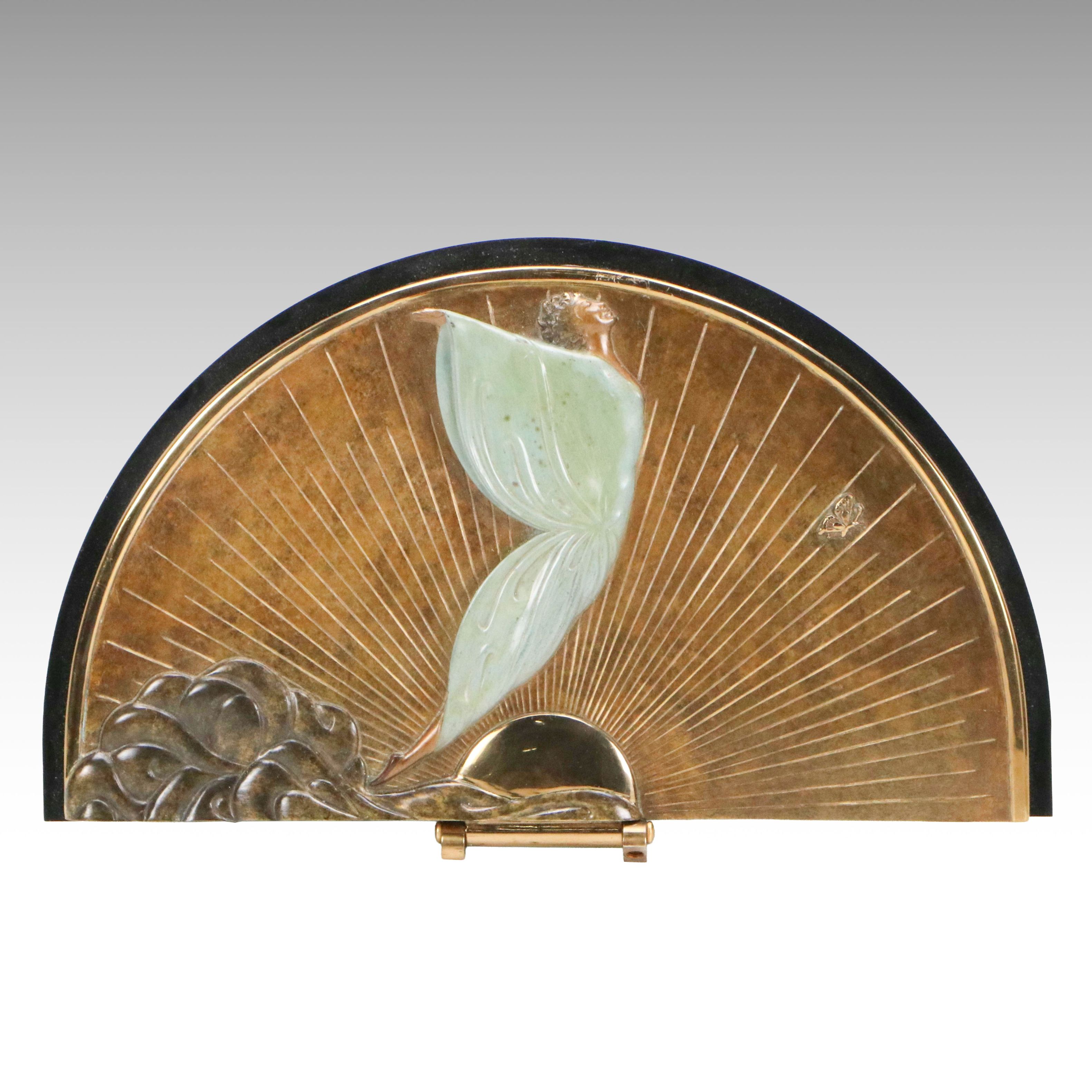 Erté Patinated Bronze Sculptural Mirror "Transcendence," 1984