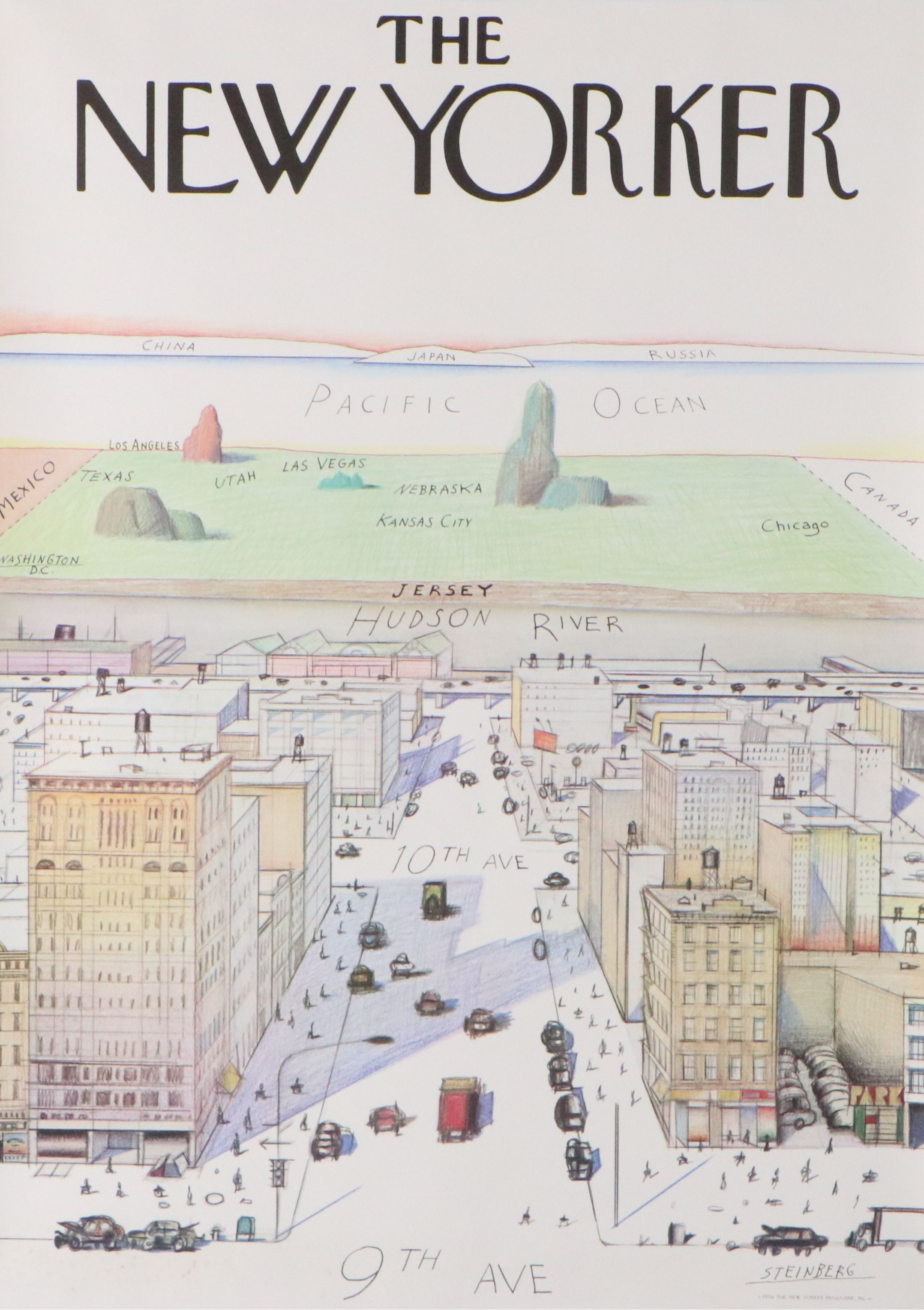 The New Yorker Cover Offset Lithograph Poster After Saul Steinberg