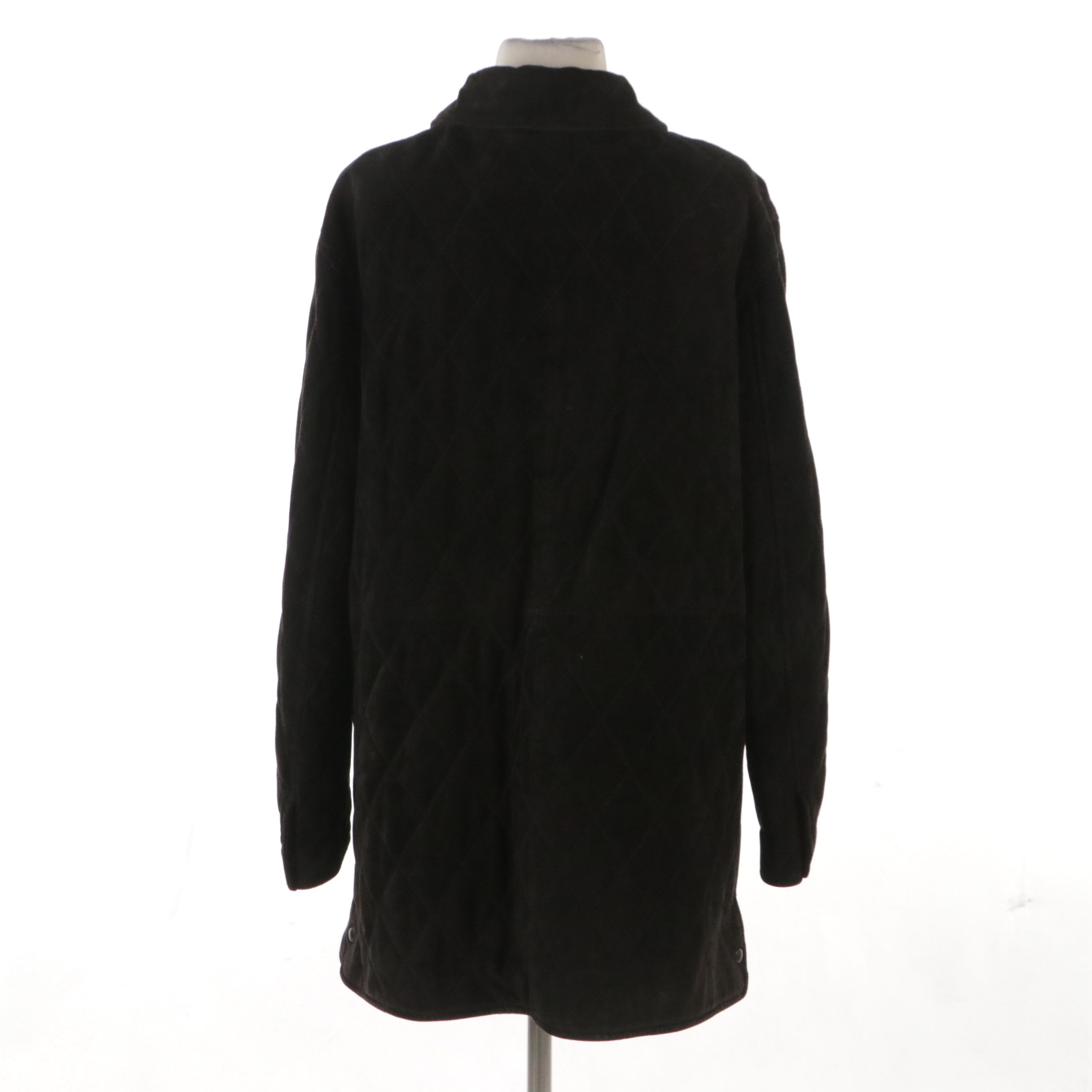 Dooney & Bourke Diamond Stitched Black Suede Button-Front Jacket