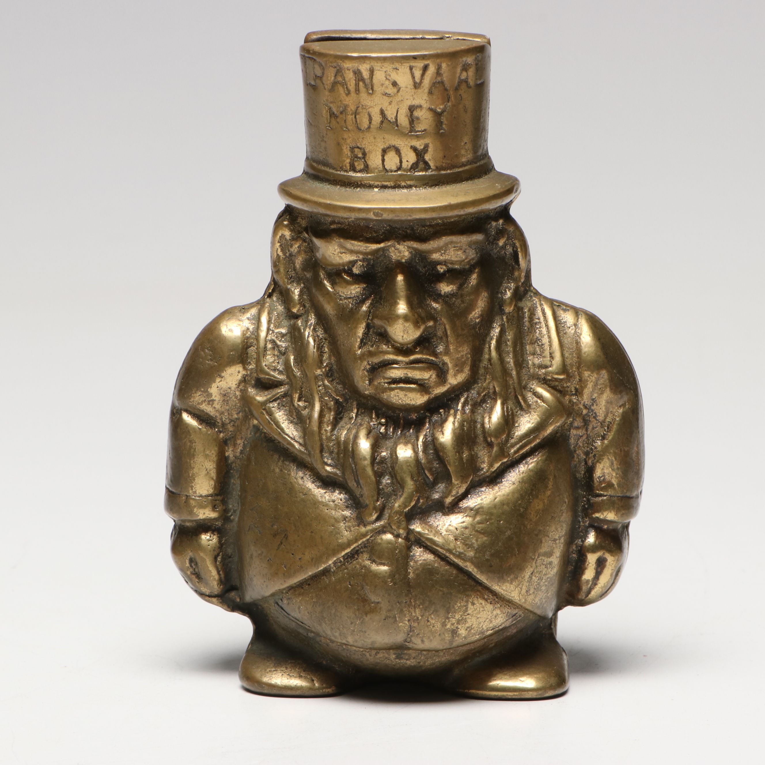 Hand-Painted Shoe Form, Brass Hunting Horns and Paul Kruger Bank