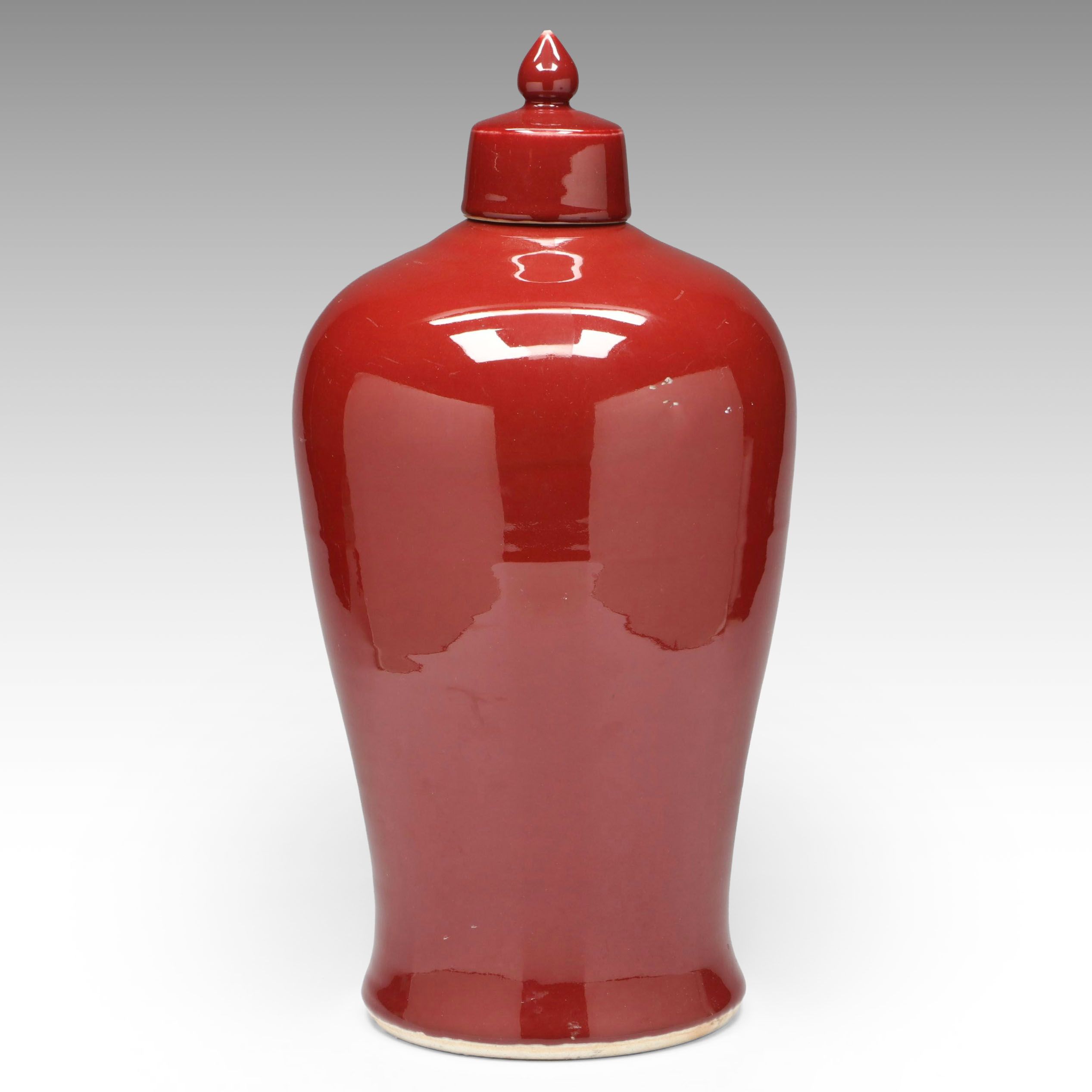 Chinese Sang de Boeuf Porcelain Lidded Urn