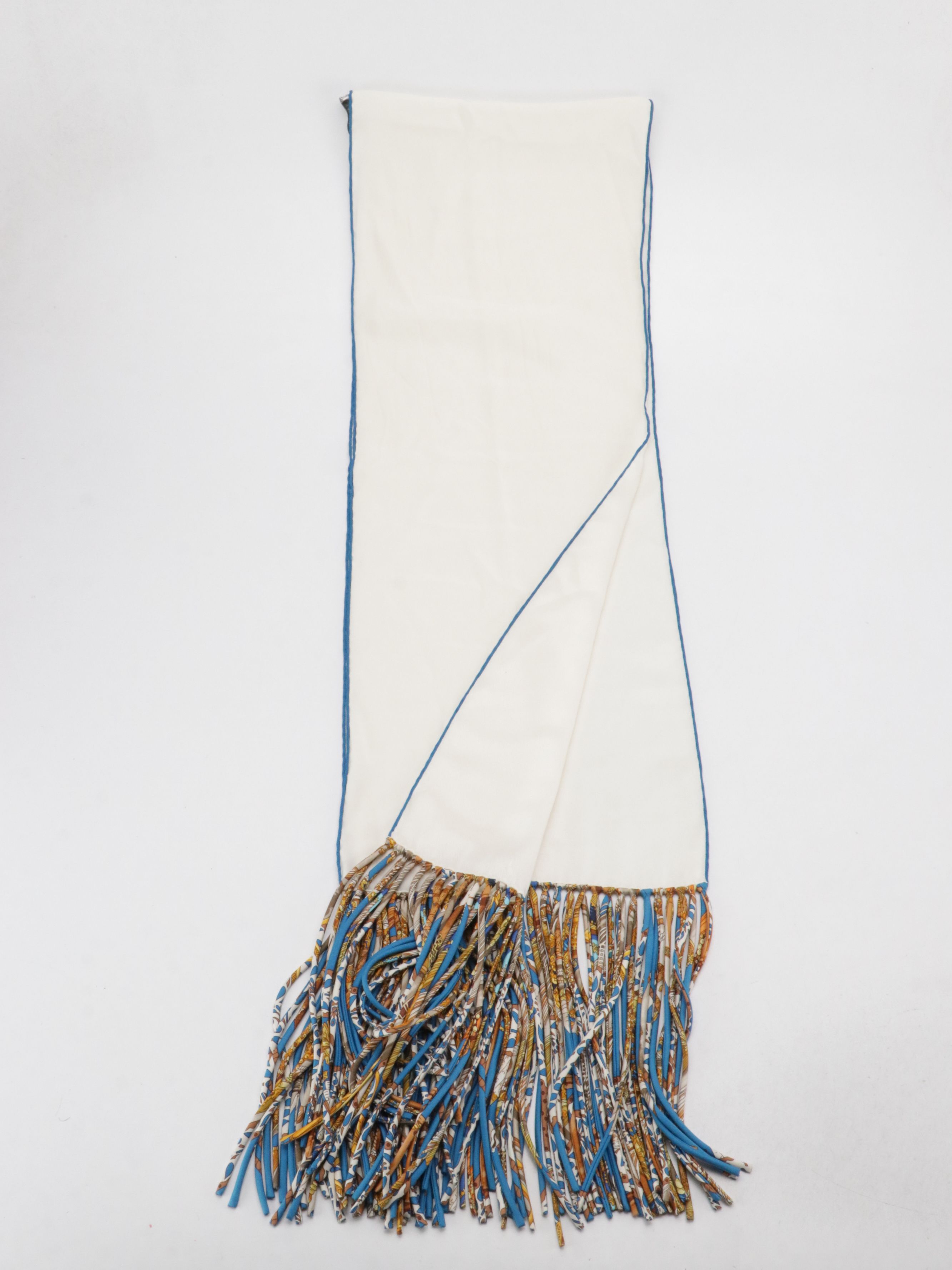 Hermès petit h Scarf Fringe Stole in Silk Twill with Box