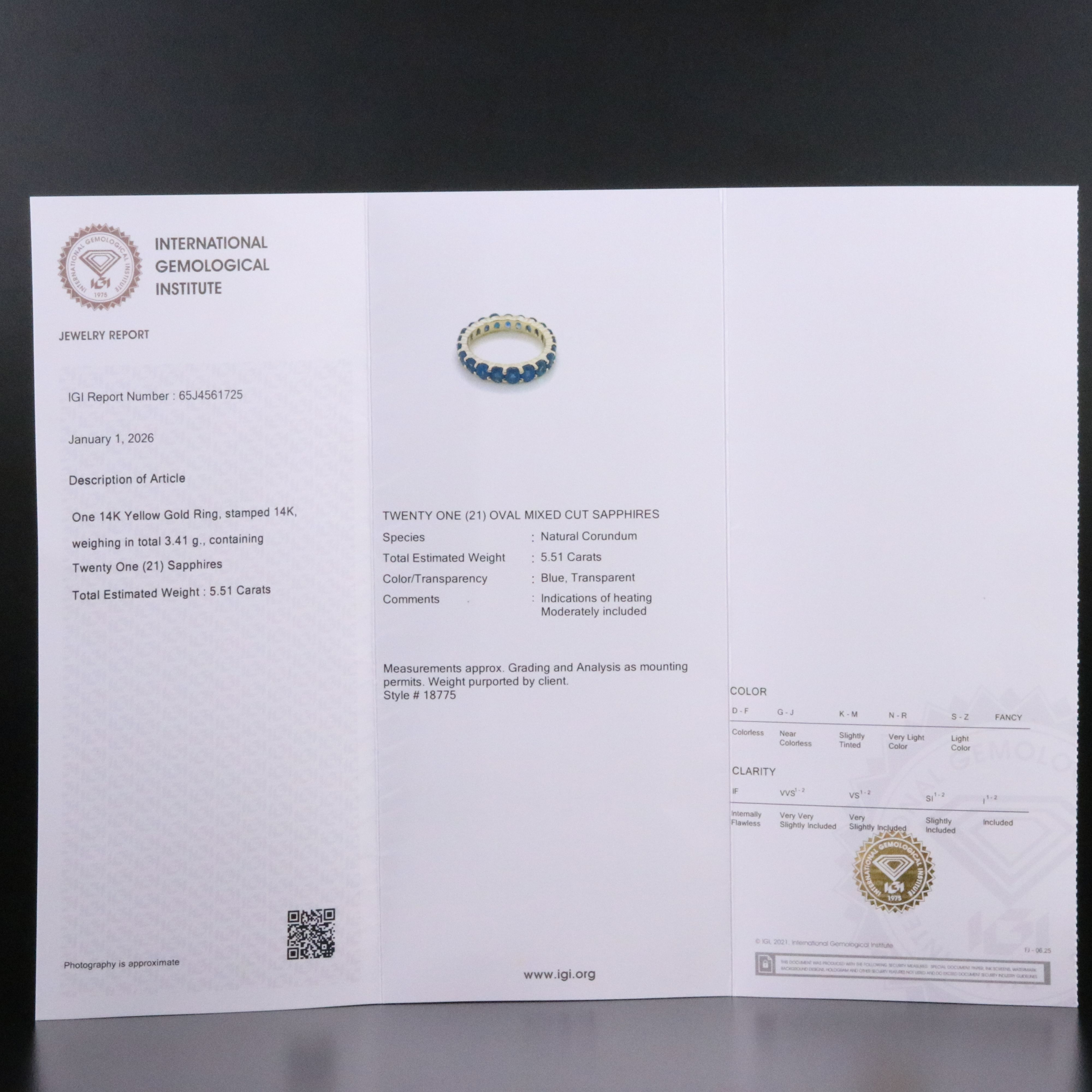 14K 5.51 CTW Sapphire Eternity Band with IGI Jewelry Report