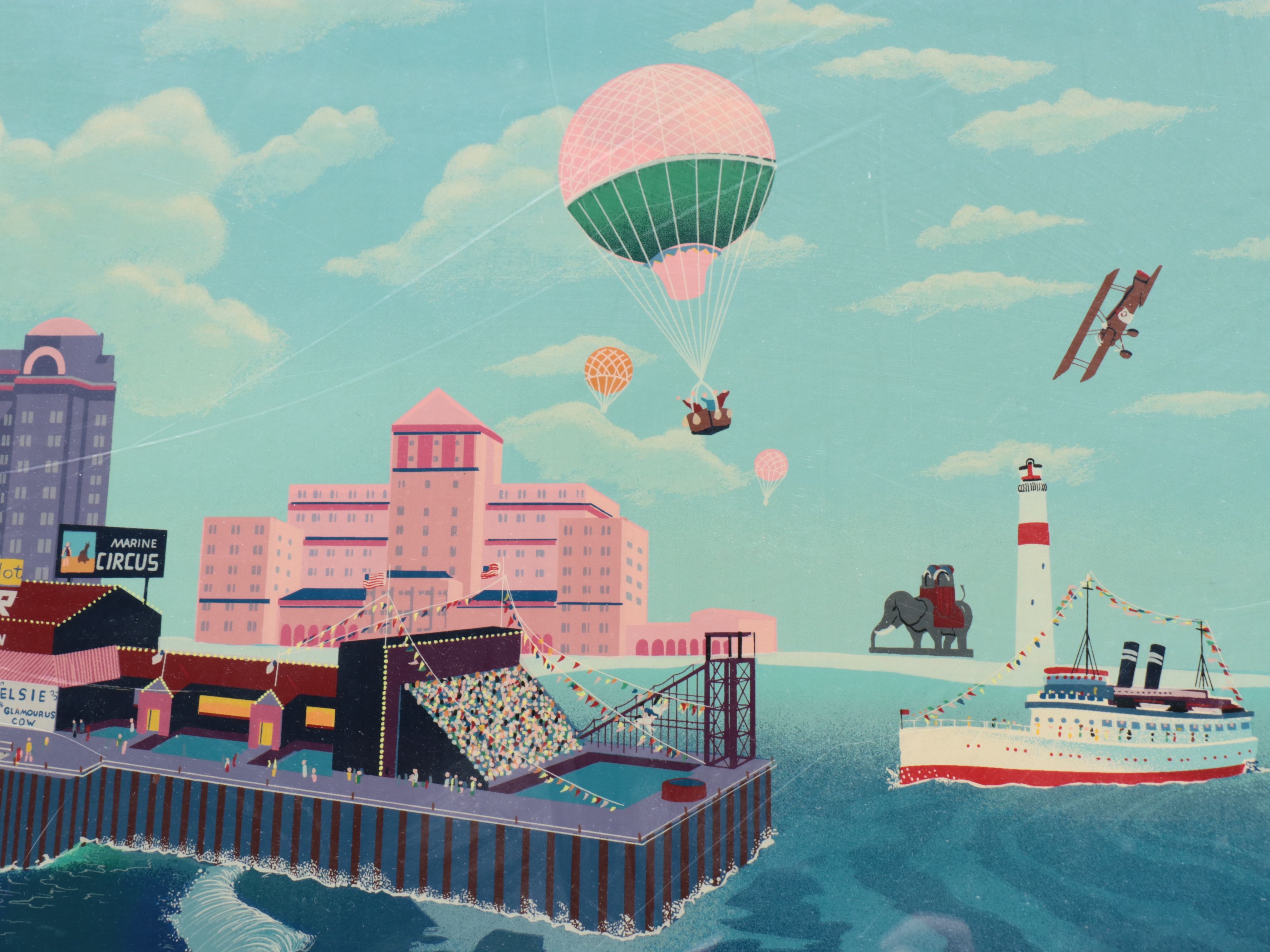 Melanie Taylor Kent Serigraph "Boardwalk of Atlantic City," 1986