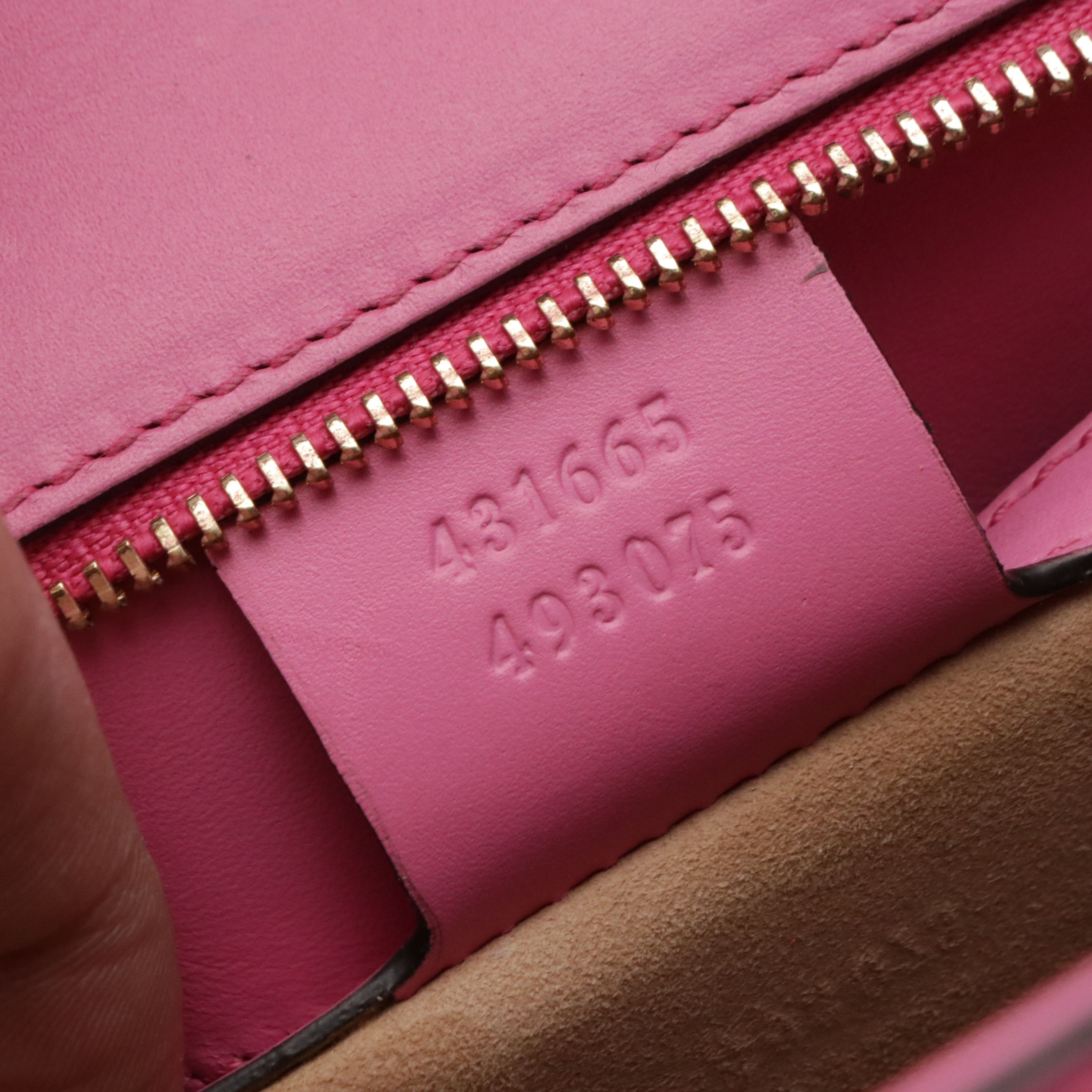 Gucci Medium Sylvie Top Handle Two-Way Bag in Web Striped Pink Leather