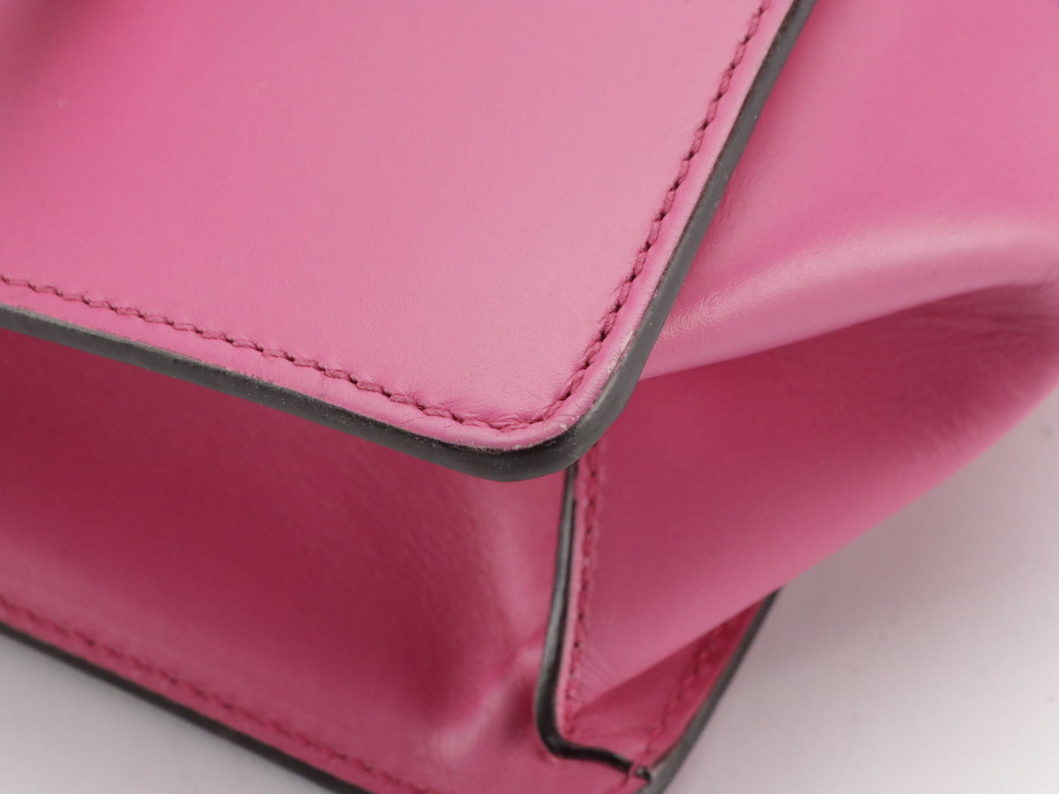 Gucci Medium Sylvie Top Handle Two-Way Bag in Web Striped Pink Leather