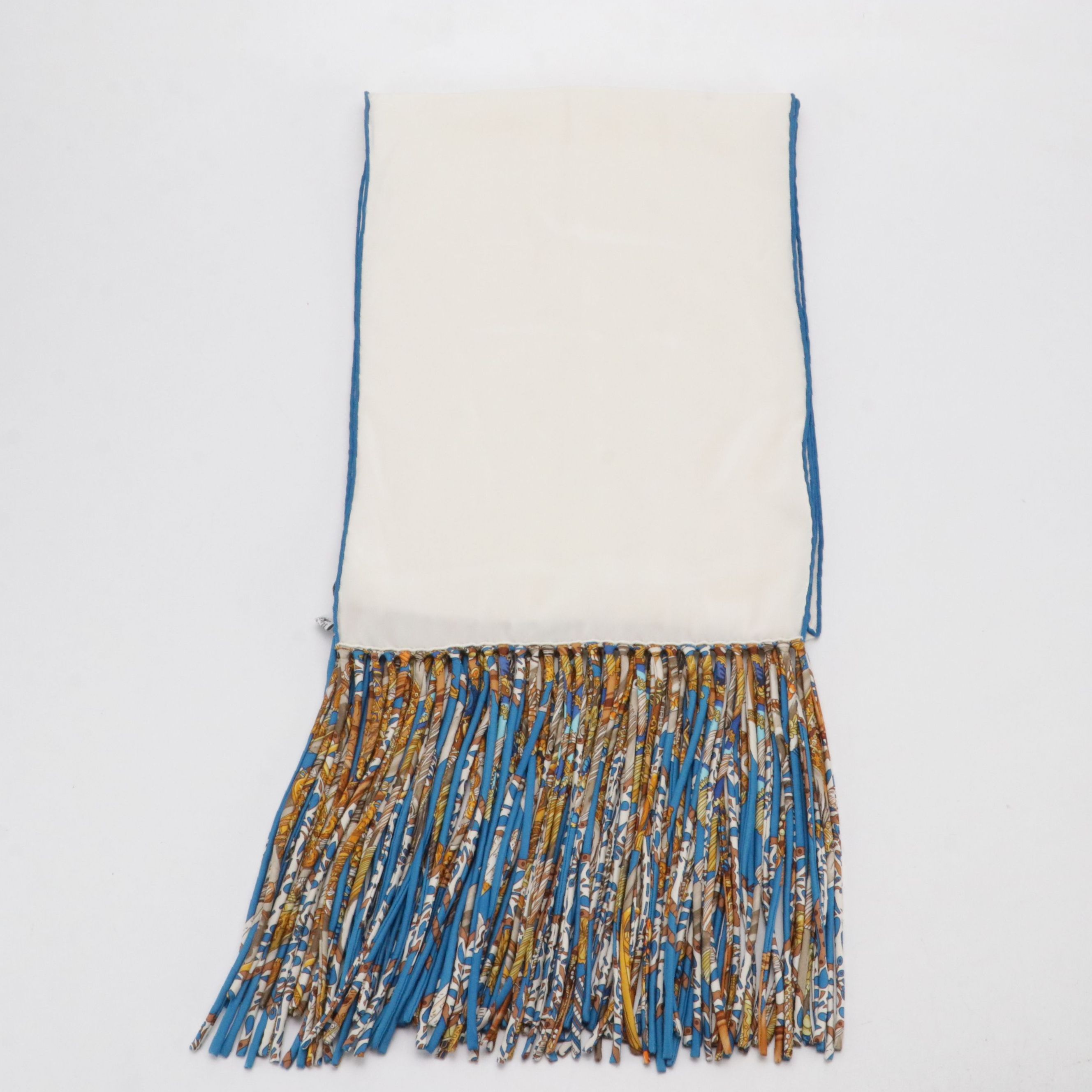 Hermès petit h Scarf Fringe Stole in Silk Twill with Box