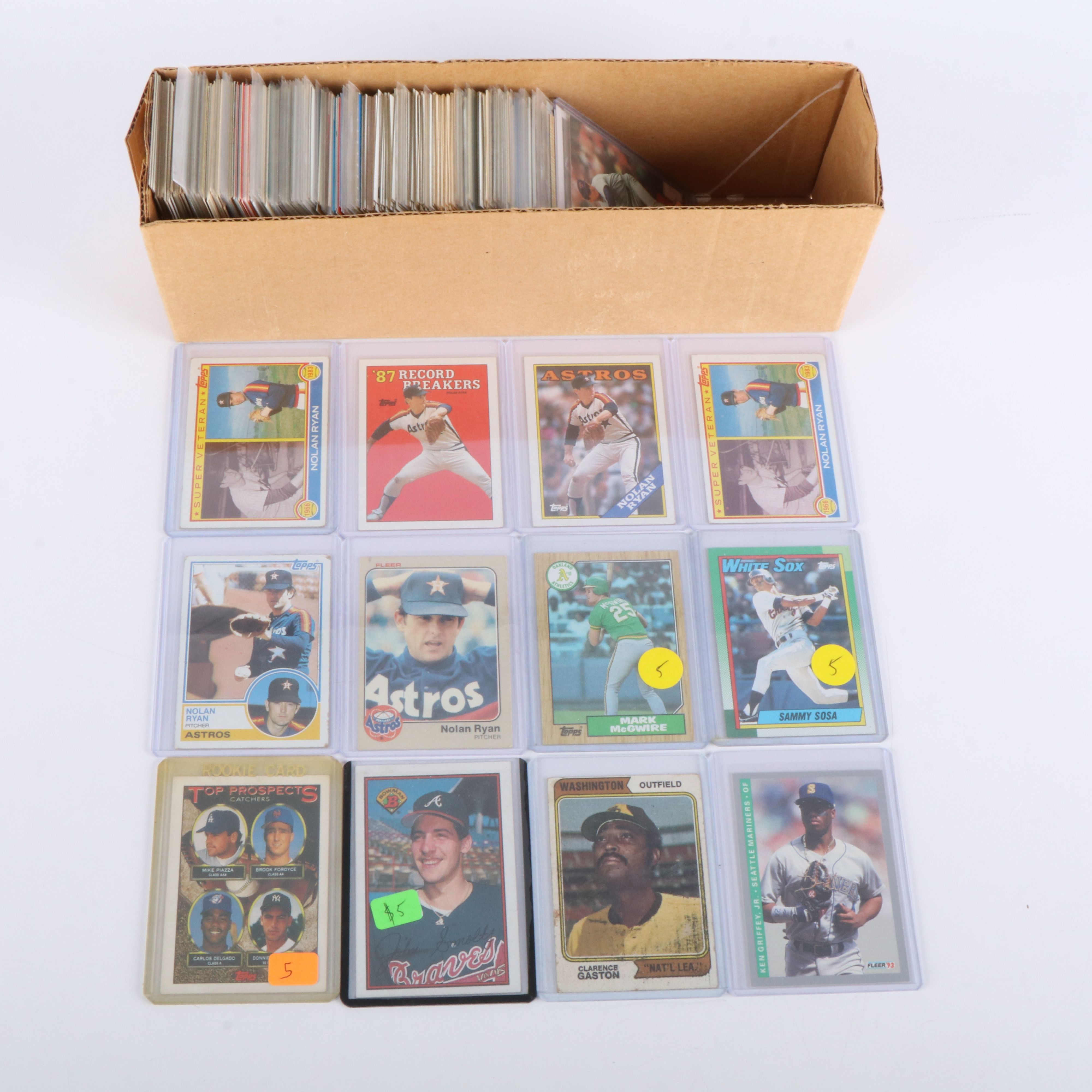 Donruss with Other Baseball Cards Featuring Nolan Ryan and Ken Griffey Jr.