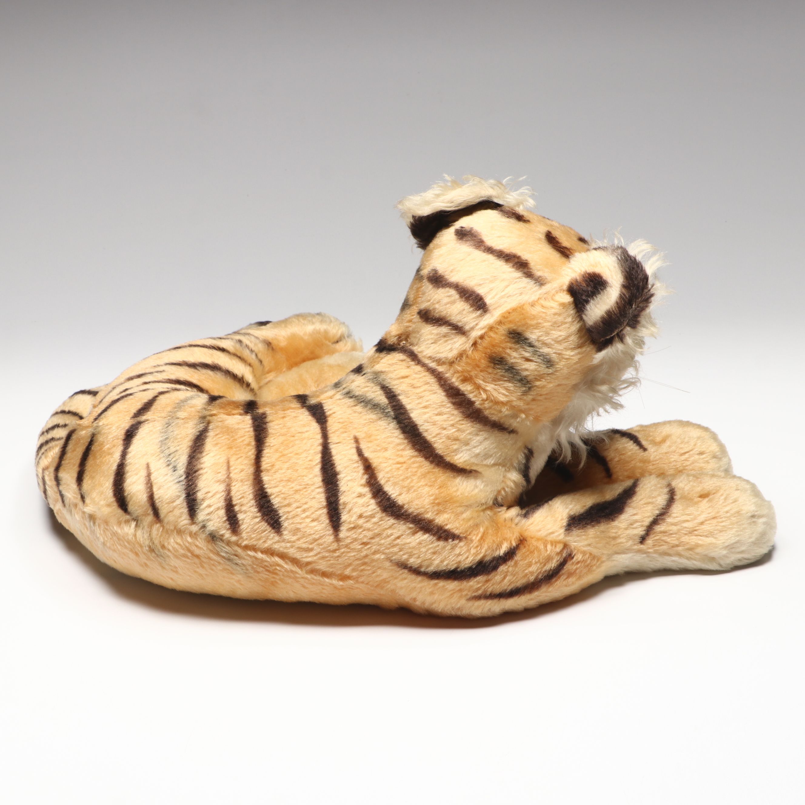 Steiff Mohair Plush Reclining Tiger Cub, Mid-20th Century