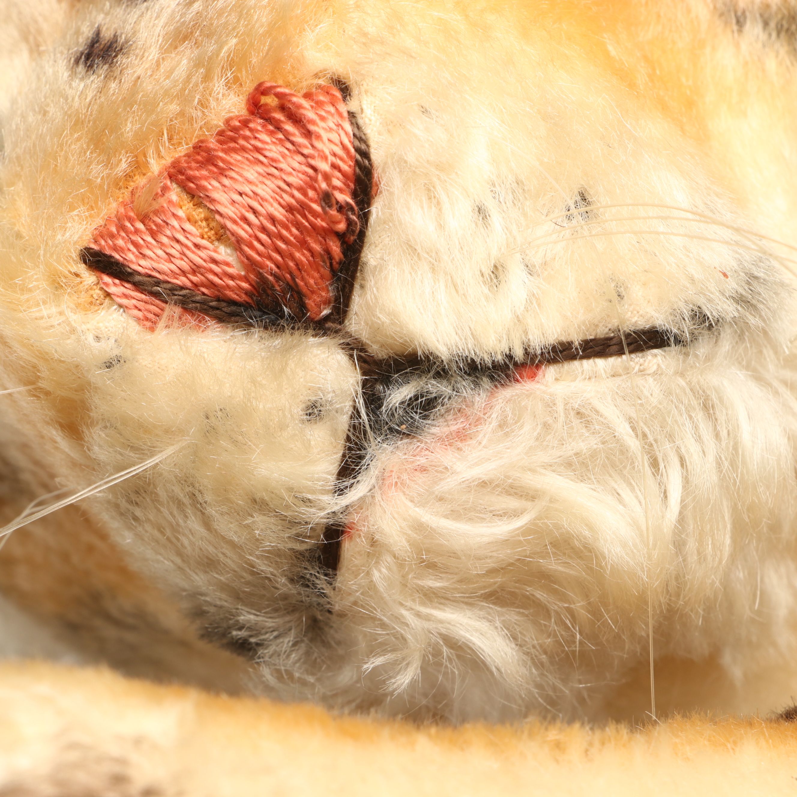 Steiff Mohair Plush Reclining Tiger Cub, Mid-20th Century