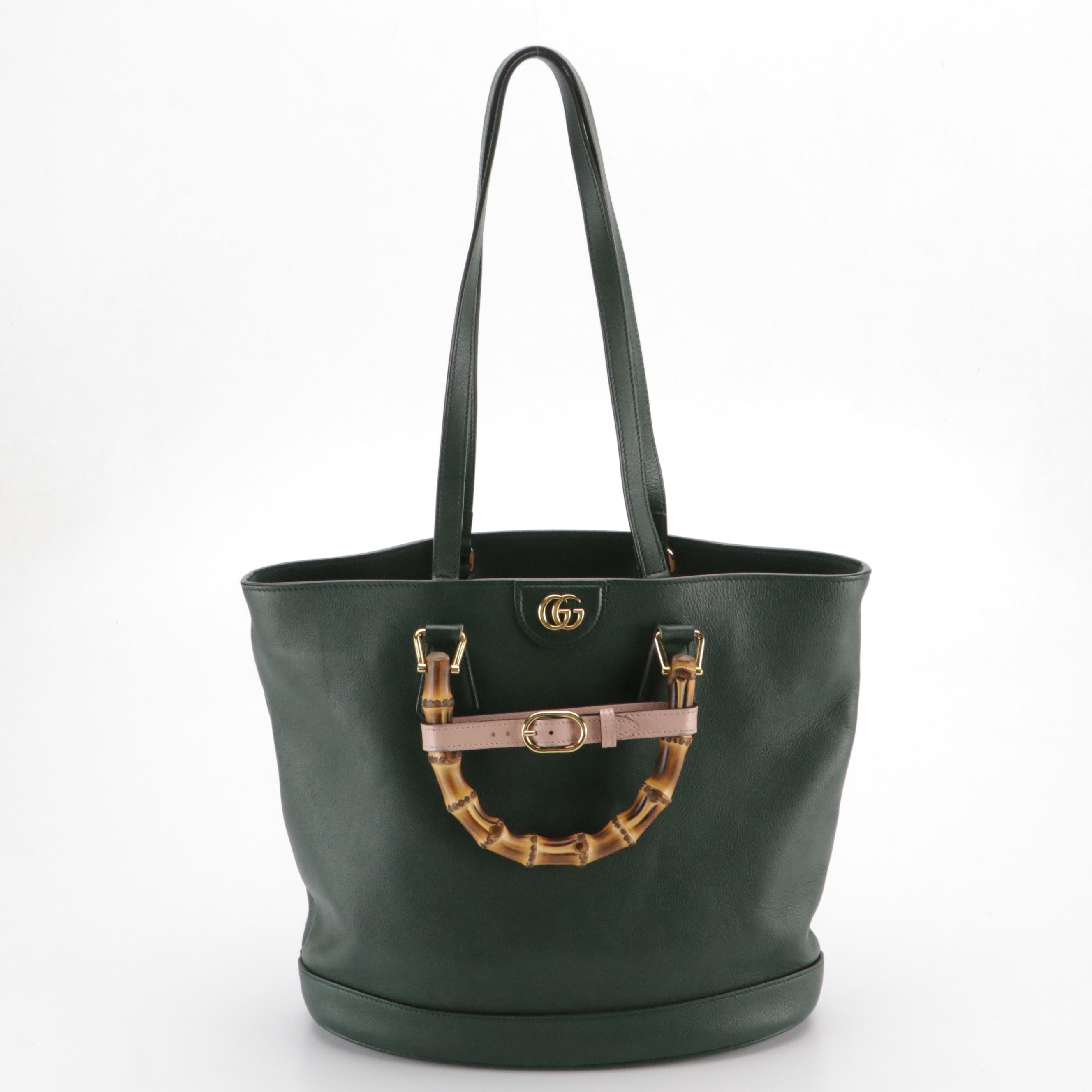 Gucci Bamboo Handle Diana Two-Way Tote Bag in Green Leather