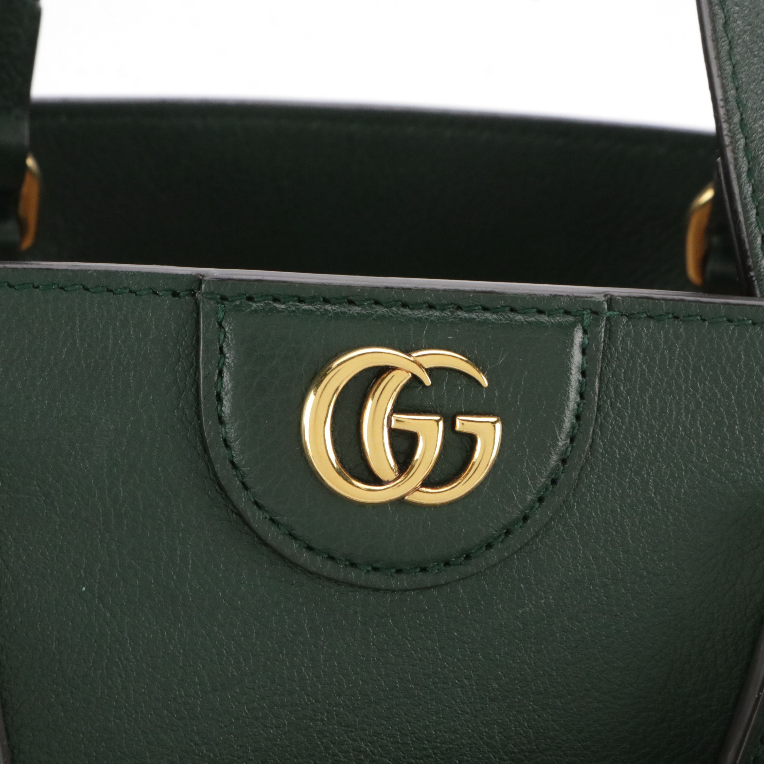 Gucci Bamboo Handle Diana Two-Way Tote Bag in Green Leather