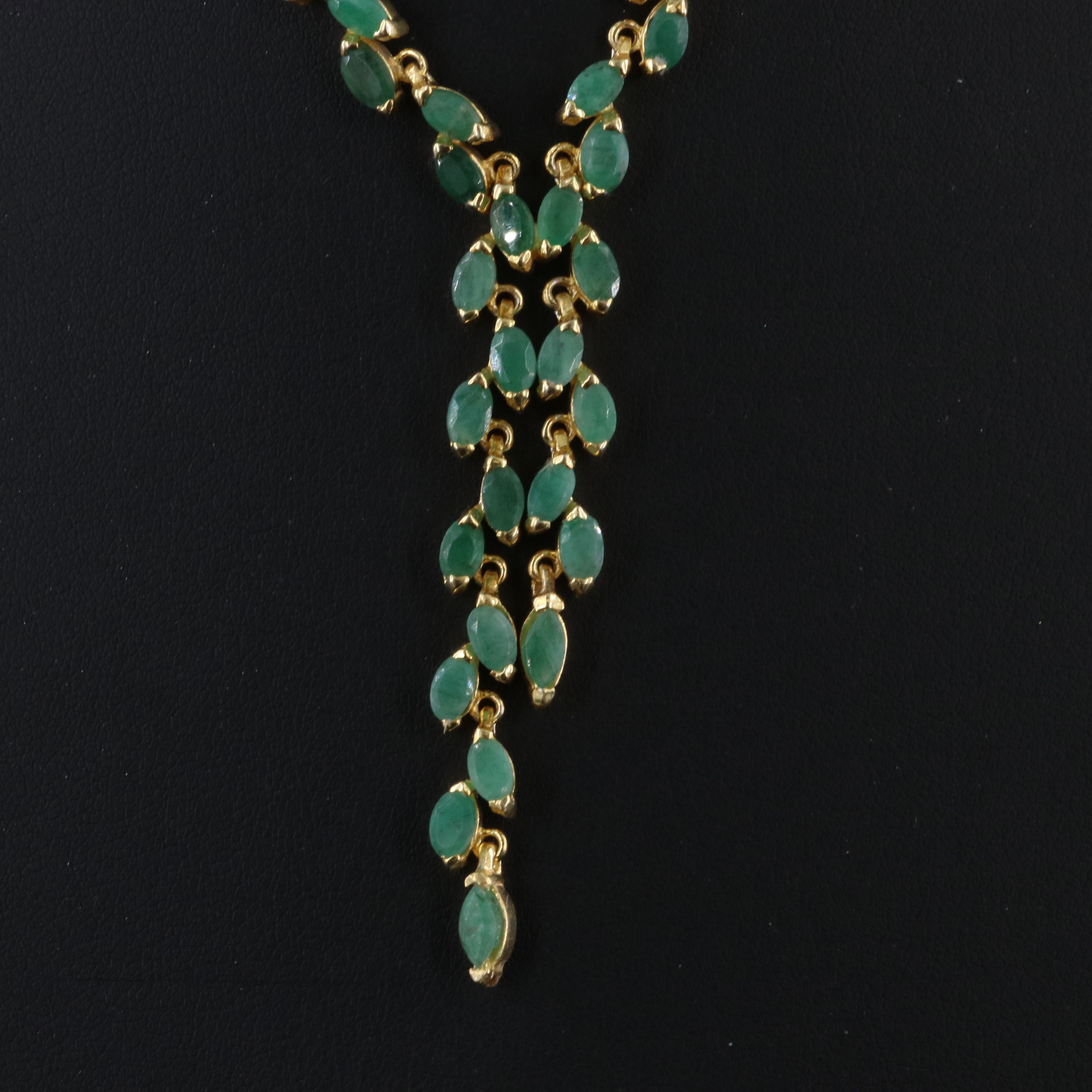 Sterling Emerald Vine Link Necklace