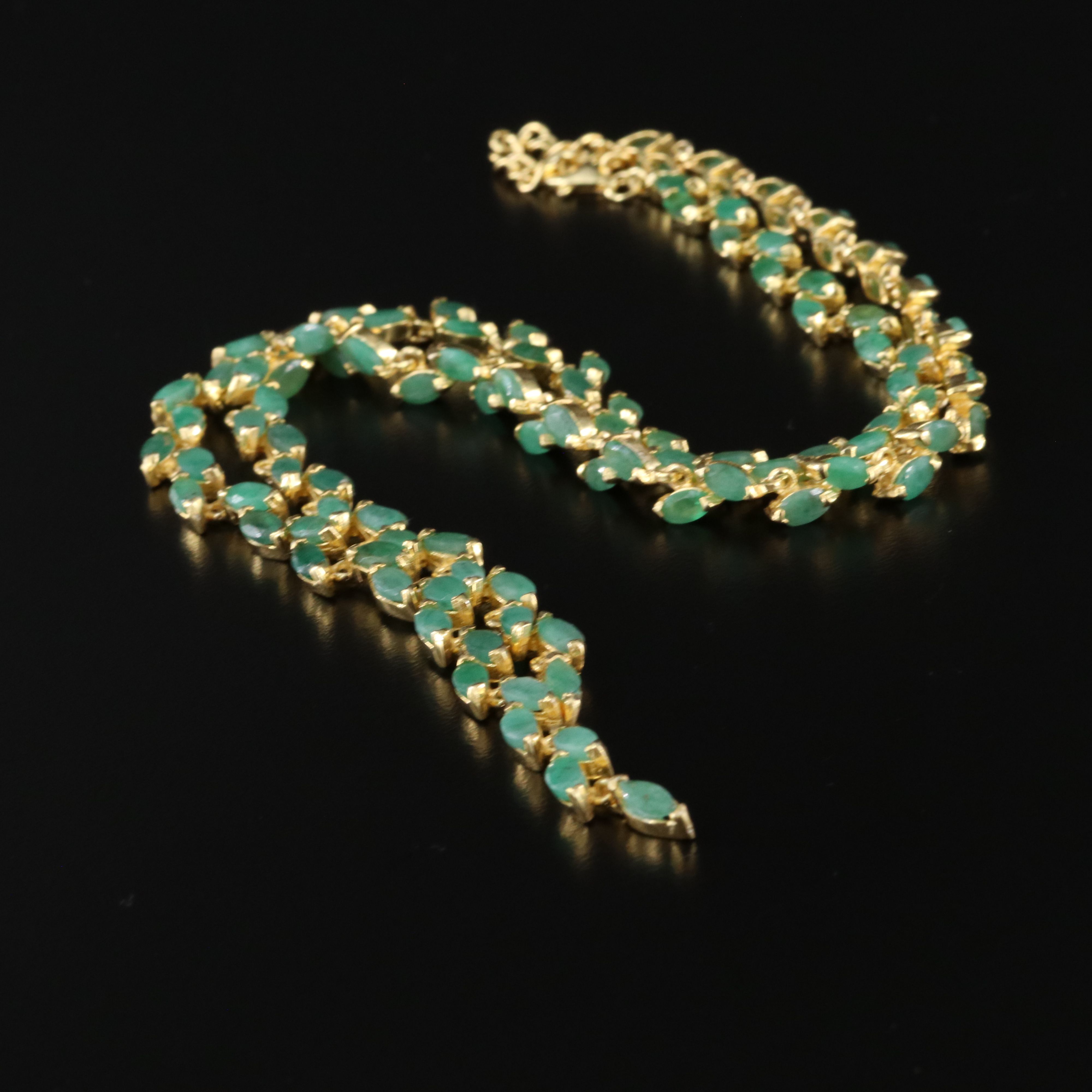 Sterling Emerald Vine Link Necklace