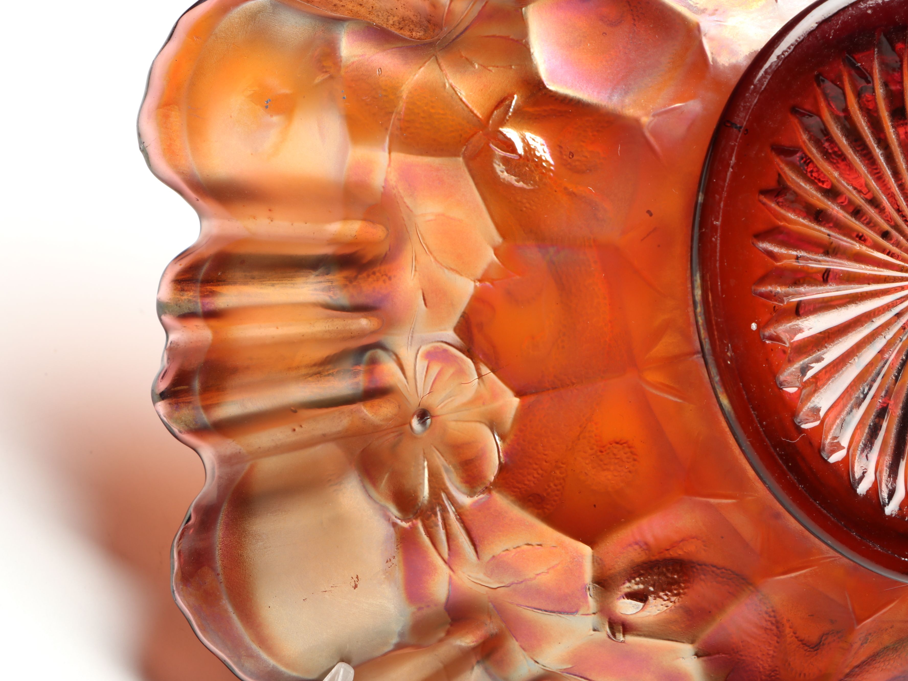 Fenton "Feathered Serpent" and Northwood "Grape & Cable" Carnival Glass Bowls