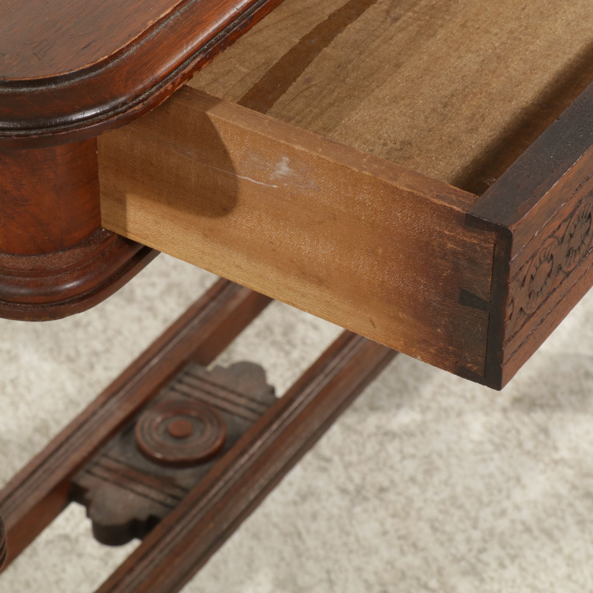 Victorian Mahogany Library Table and Side Chair, Late 19th to Early 20th Century