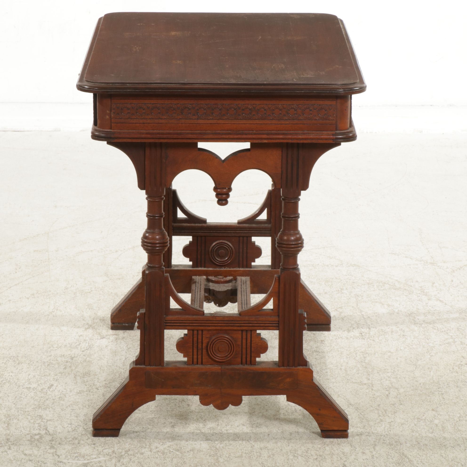 Victorian Mahogany Library Table and Side Chair, Late 19th to Early 20th Century