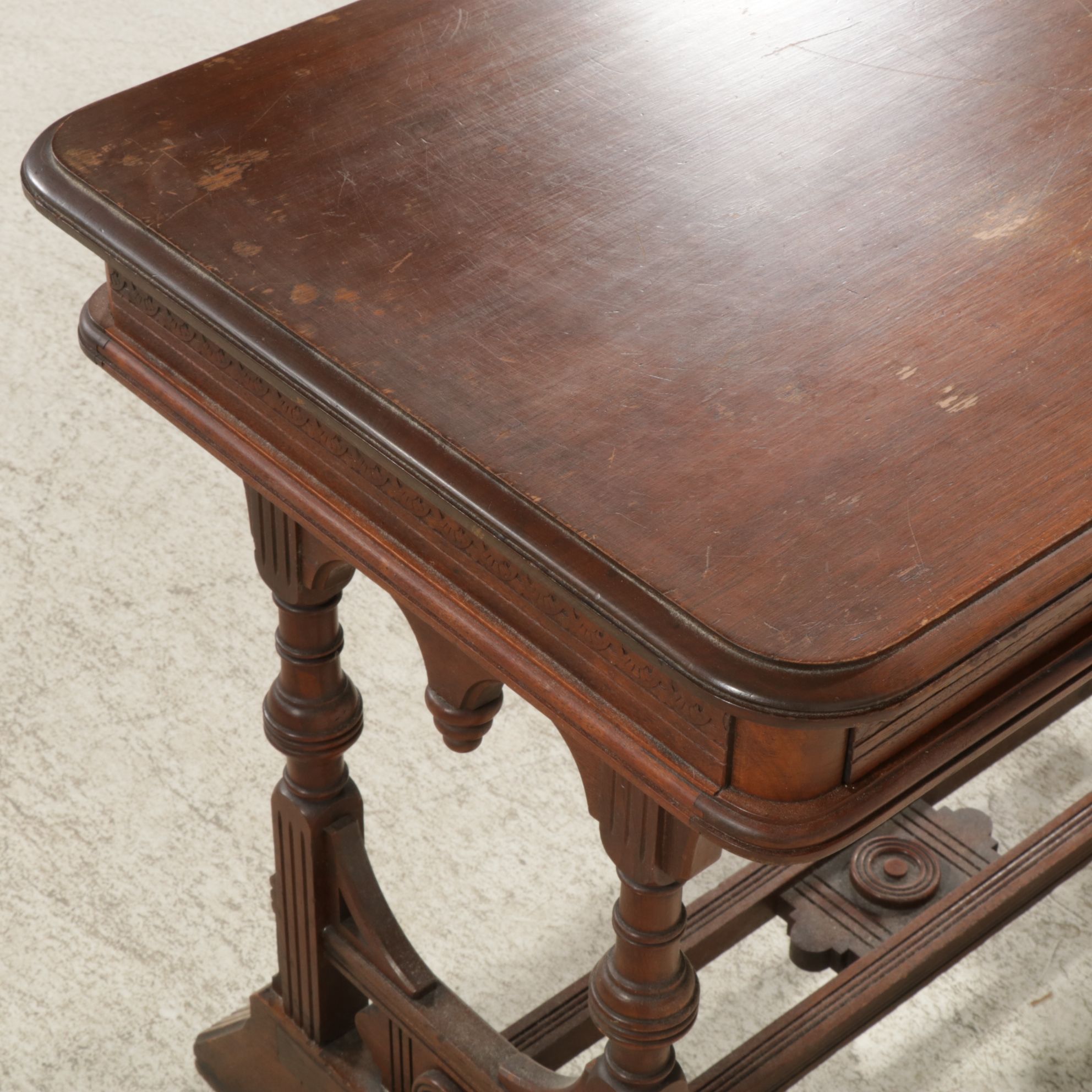 Victorian Mahogany Library Table and Side Chair, Late 19th to Early 20th Century