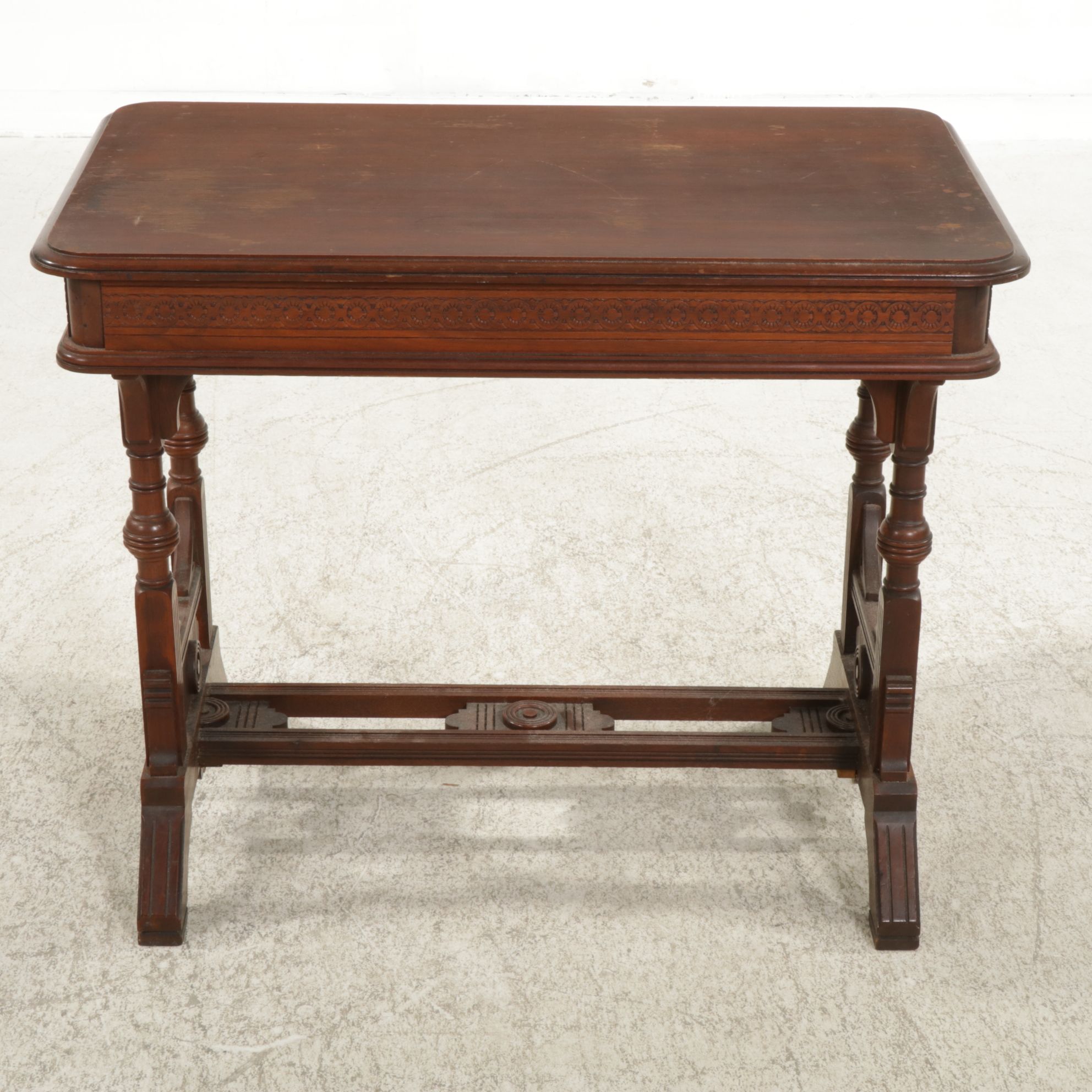 Victorian Mahogany Library Table and Side Chair, Late 19th to Early 20th Century