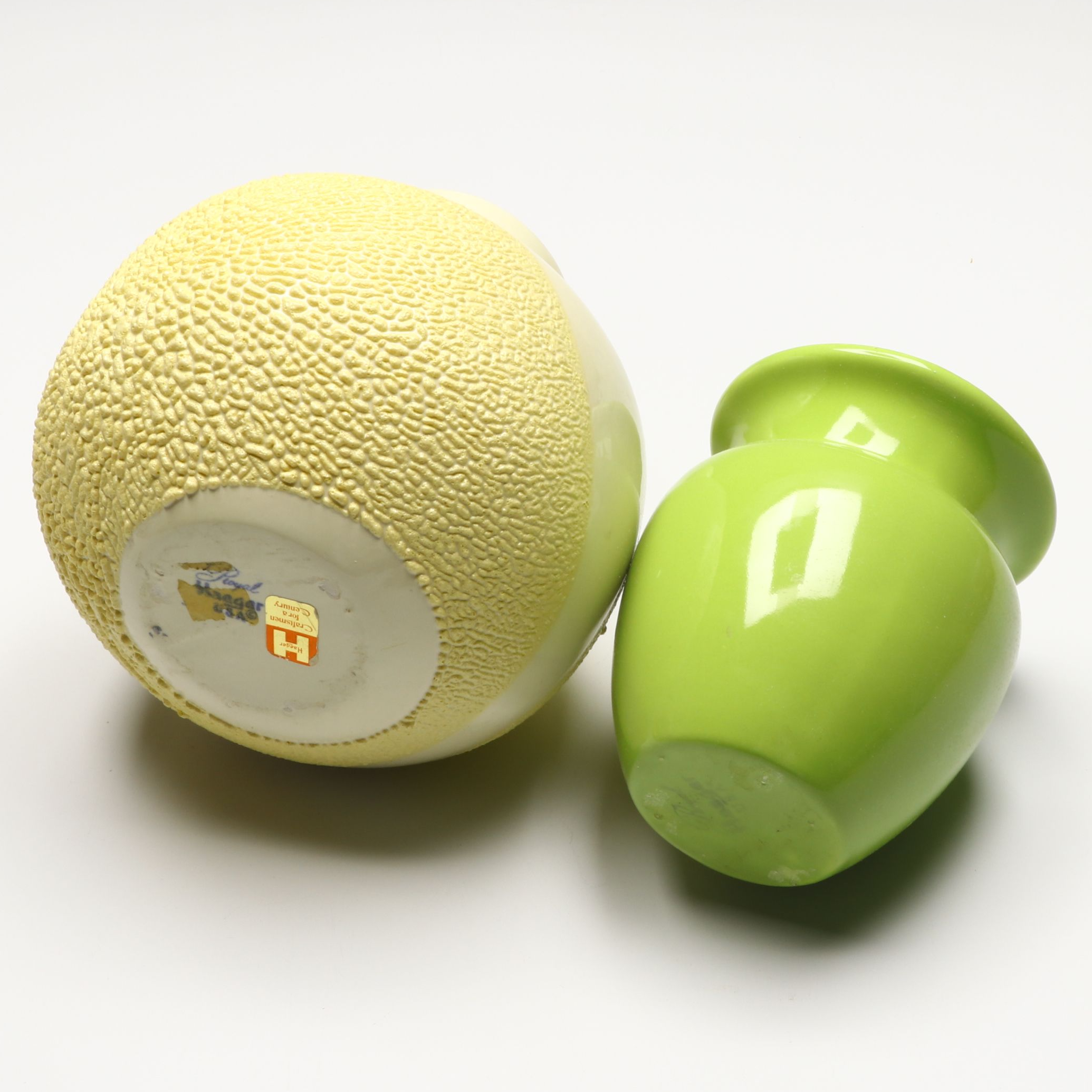 Haeger Pottery Mid Century Modern Pebbled Vase with Muted Plum and Green Vases