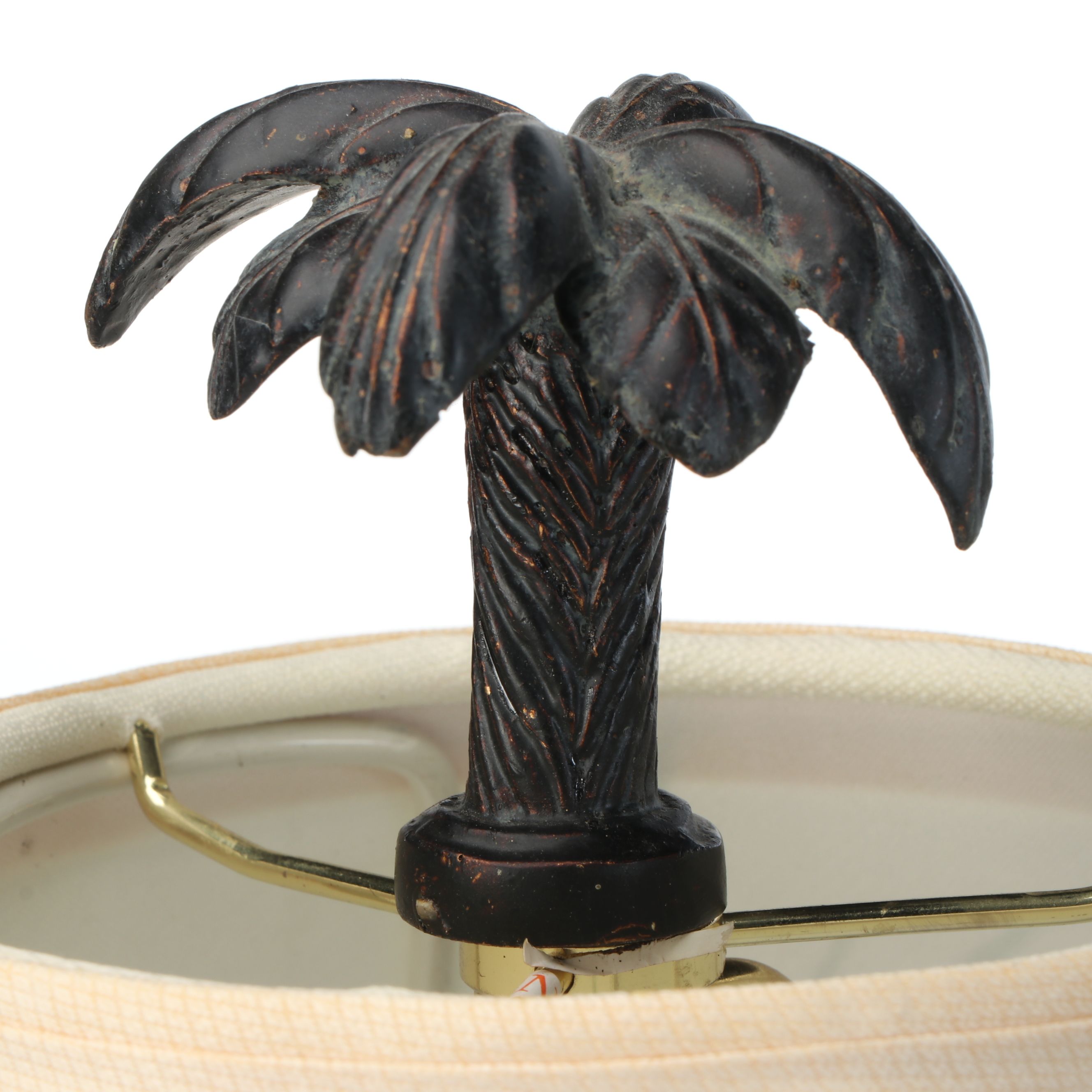 Antiqued Pineapple Accented Console Lamps with Tropical Bell Shades, 2002