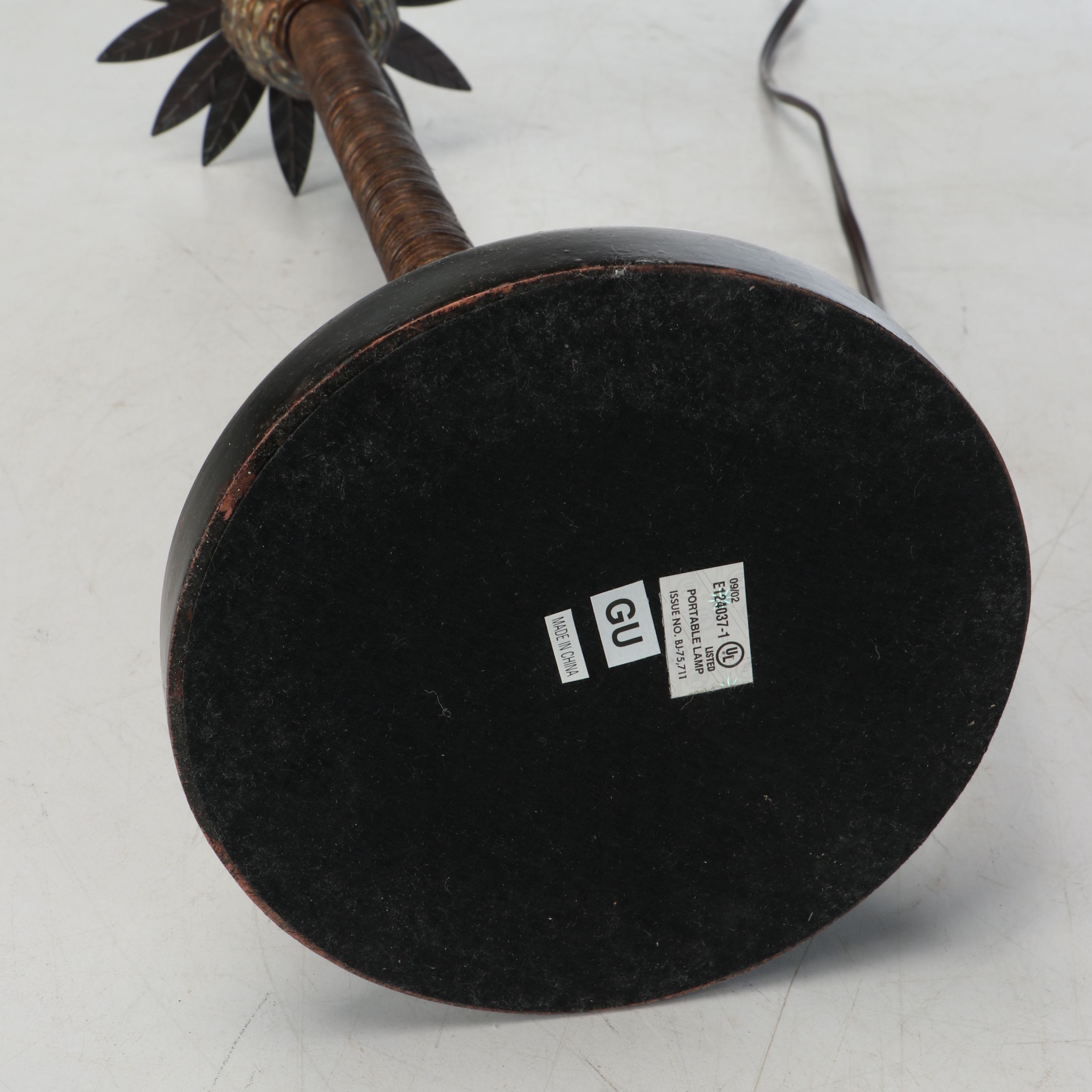 Antiqued Pineapple Accented Console Lamps with Tropical Bell Shades, 2002