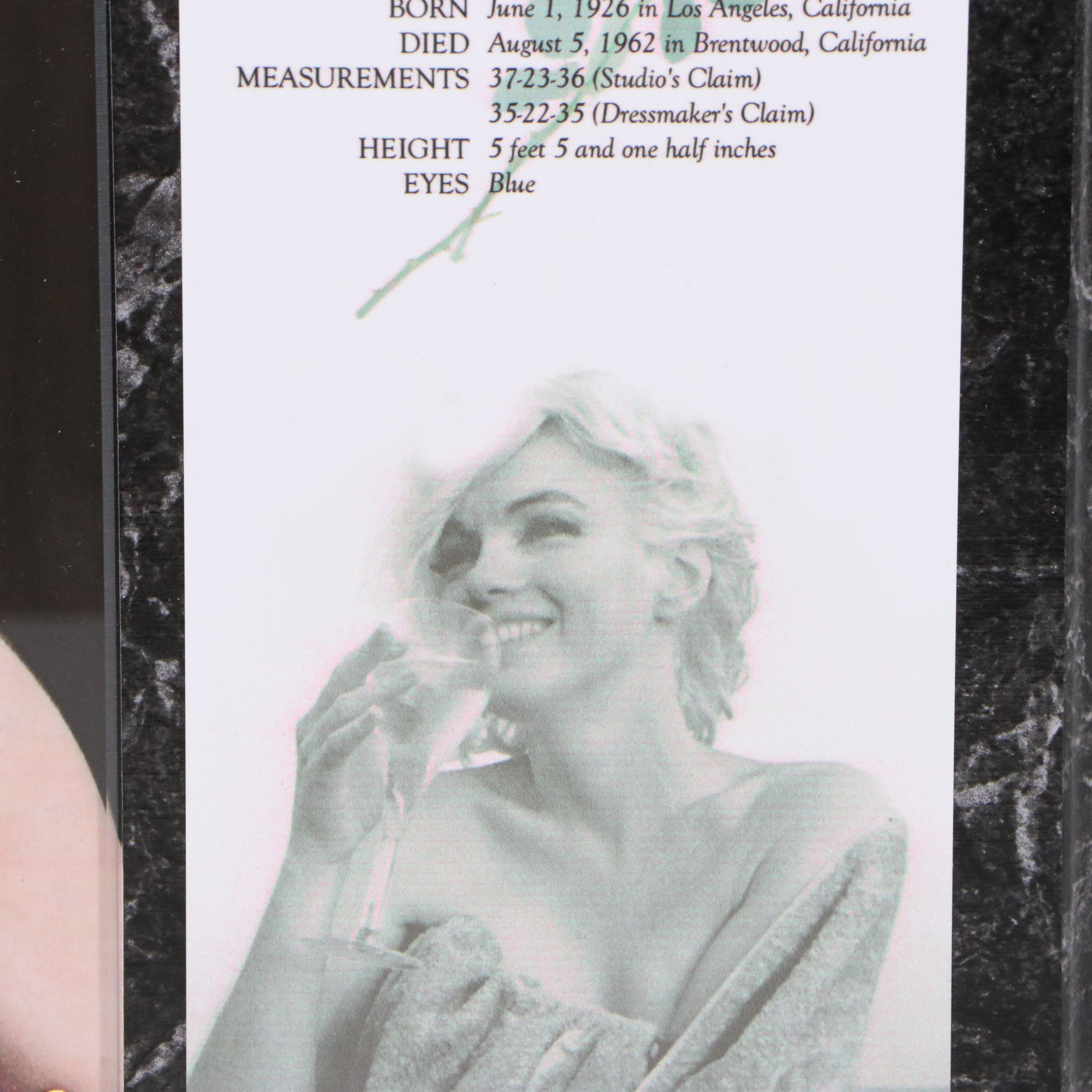 Collectible Photo Plaque of Marilyn Monroe, Late 20th Century