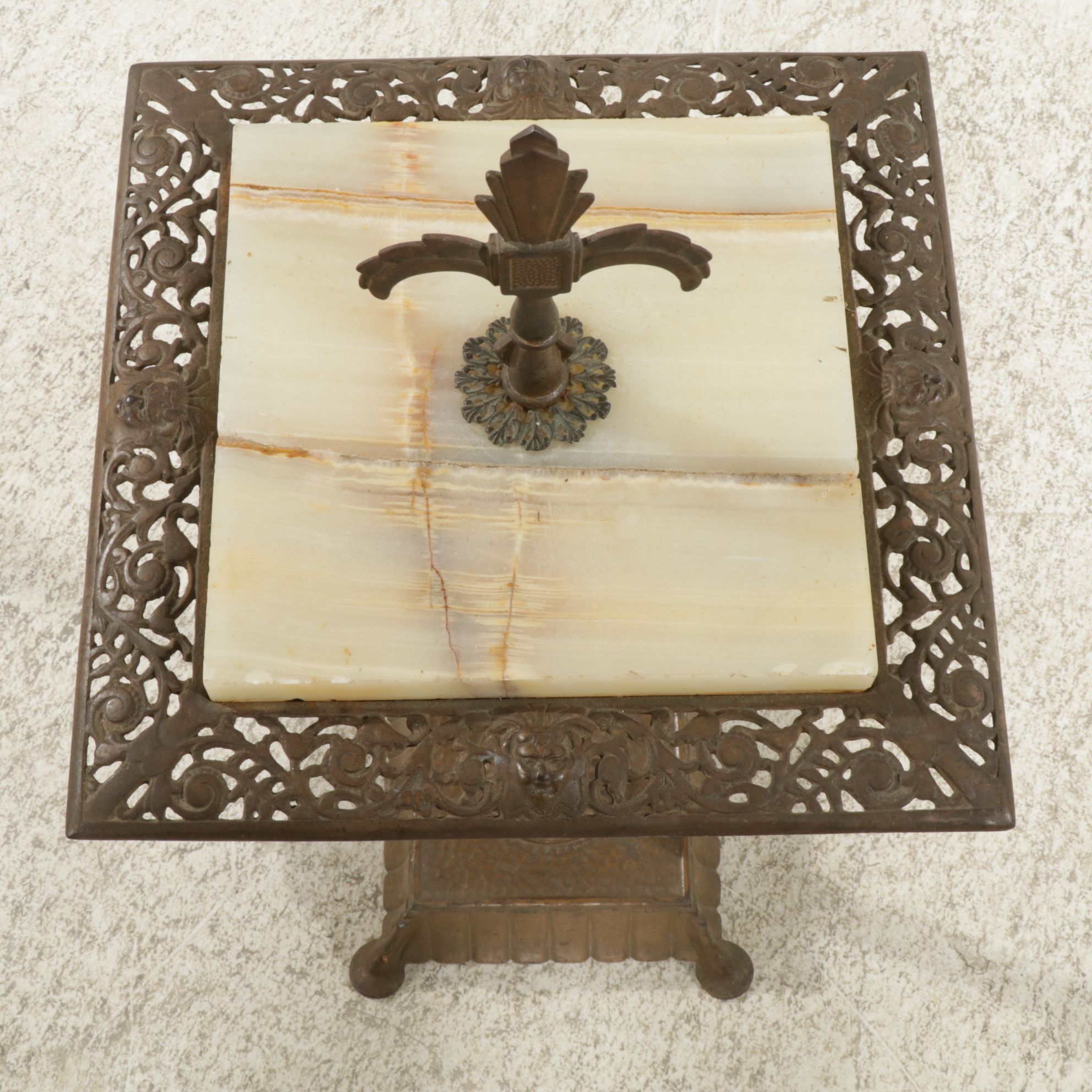 Aesthetic Movement Alabaster and Brass Smoking Stand, Early 20th Century