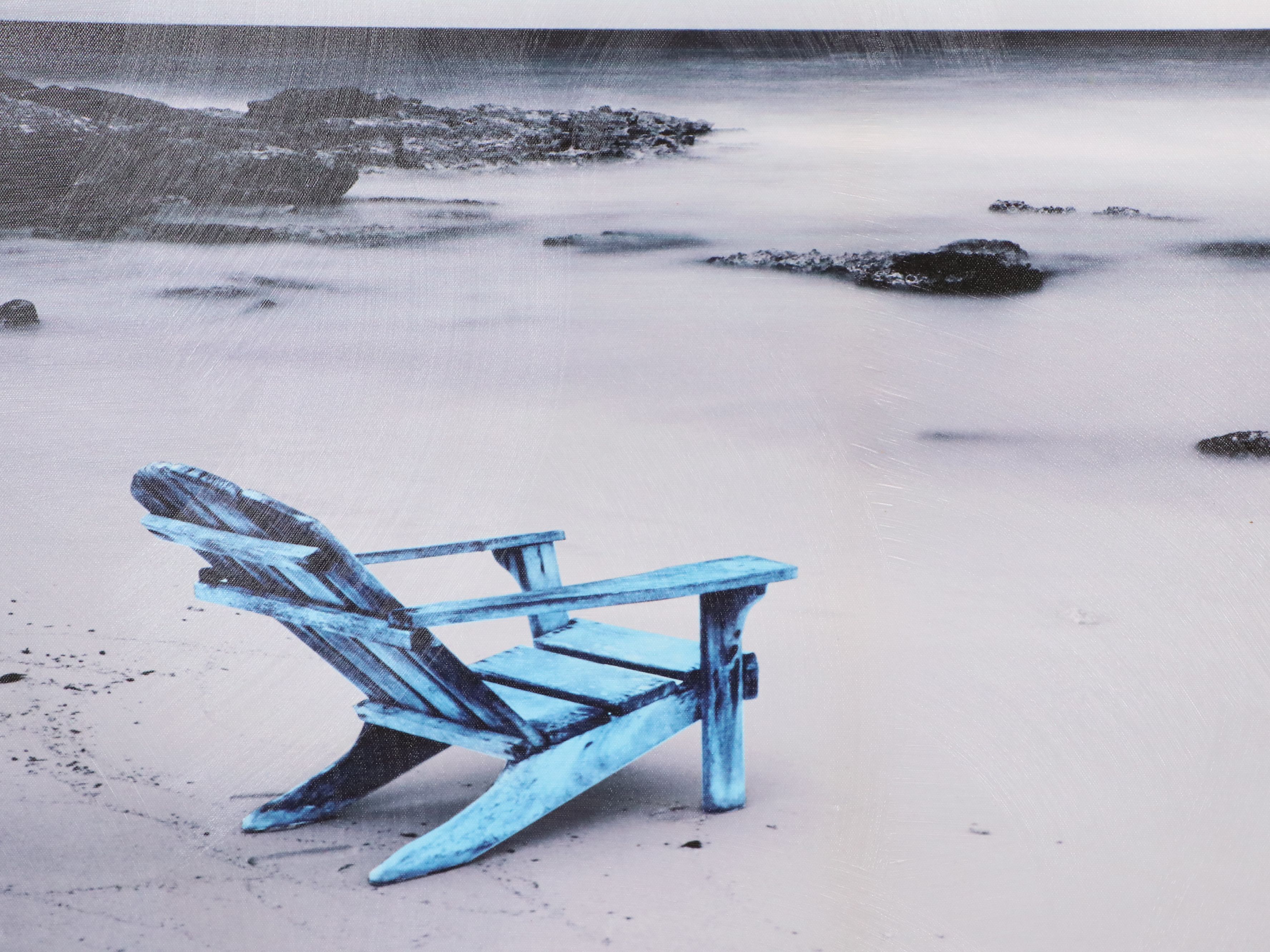 Embellished Gicleé of Beach with Blue Chair, 21st Century
